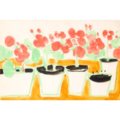 Flowers in White Pots