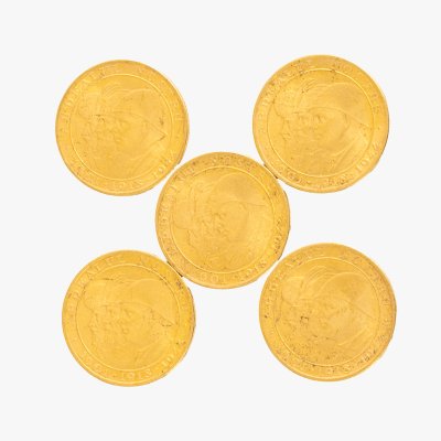 Lot consisting of 5 coins 20 Lei 1944, "Our Ardeal", gold