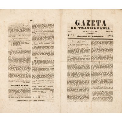 ”Gazeta de Transilvania”, nr. 77, Brașov, 23 Septembrie 1846