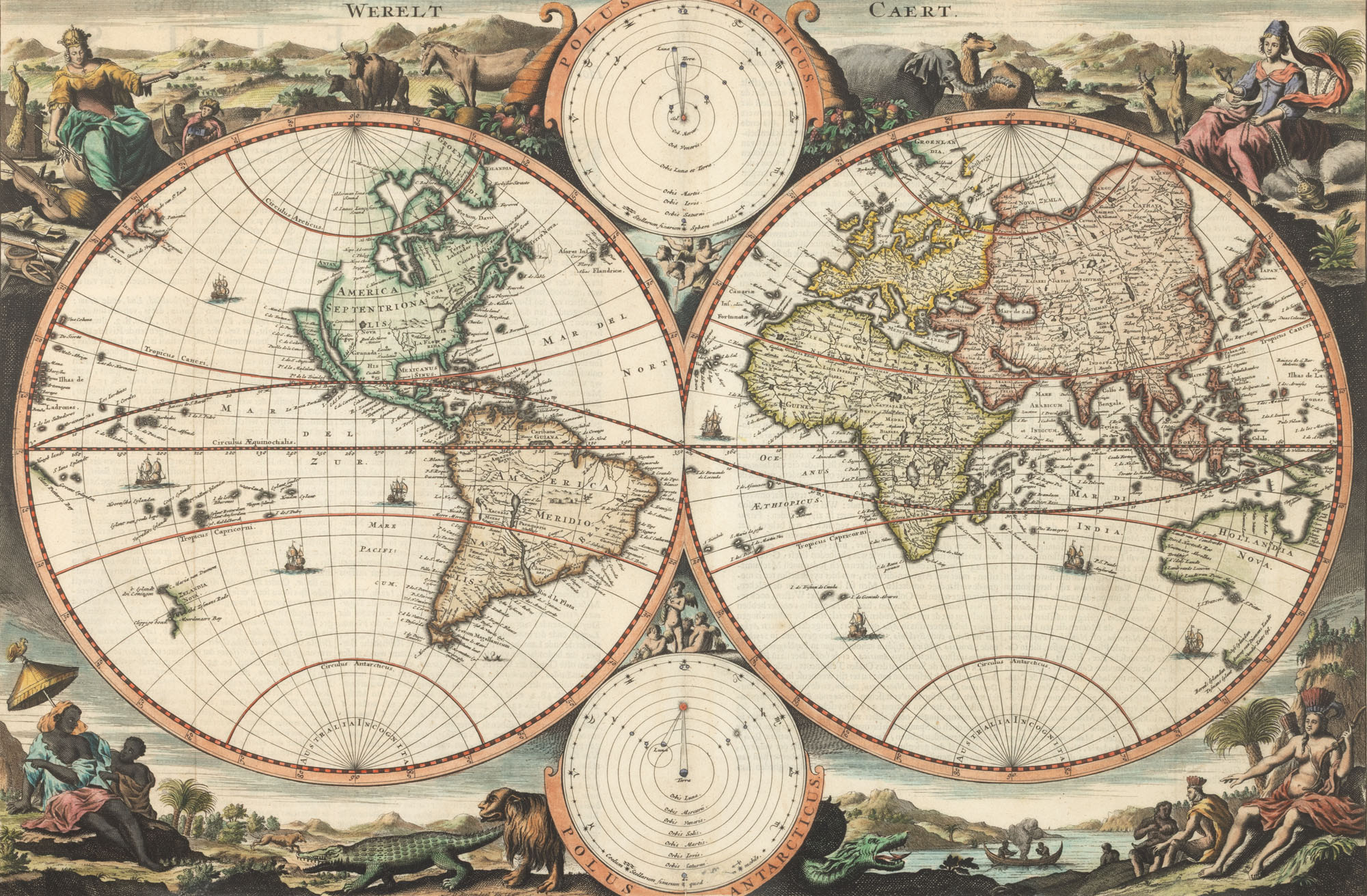 ”Harta lumii”, de Daniel Stoopendaal, Amsterdam, cca. 1710