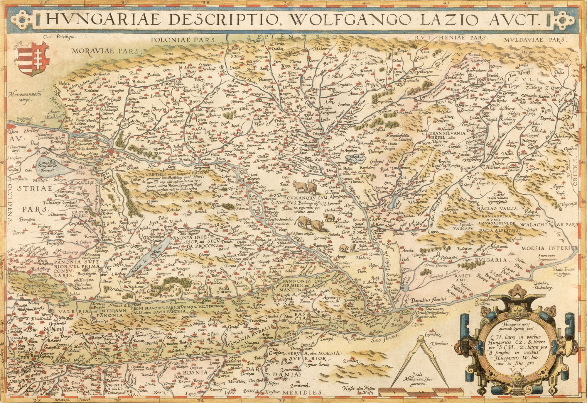 Hartă ”Ungaria”, de Abraham Ortelius, cca. 1608