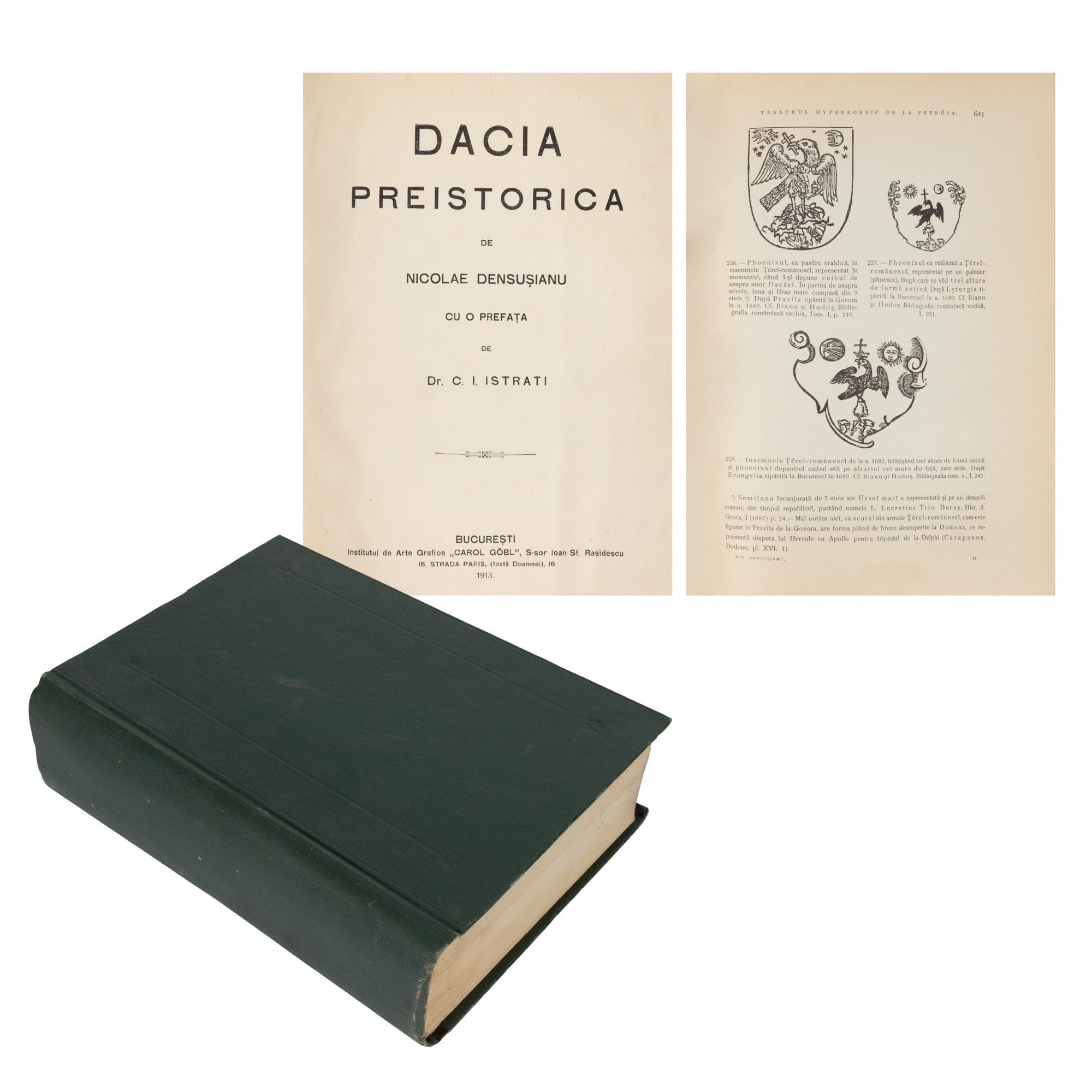 "Dacia Preistorică", de Nicolae Densușianu, București, 1913, ediție princeps, provine din colecția criticului și istoricului literar Magdalena Popescu-Bedrosian