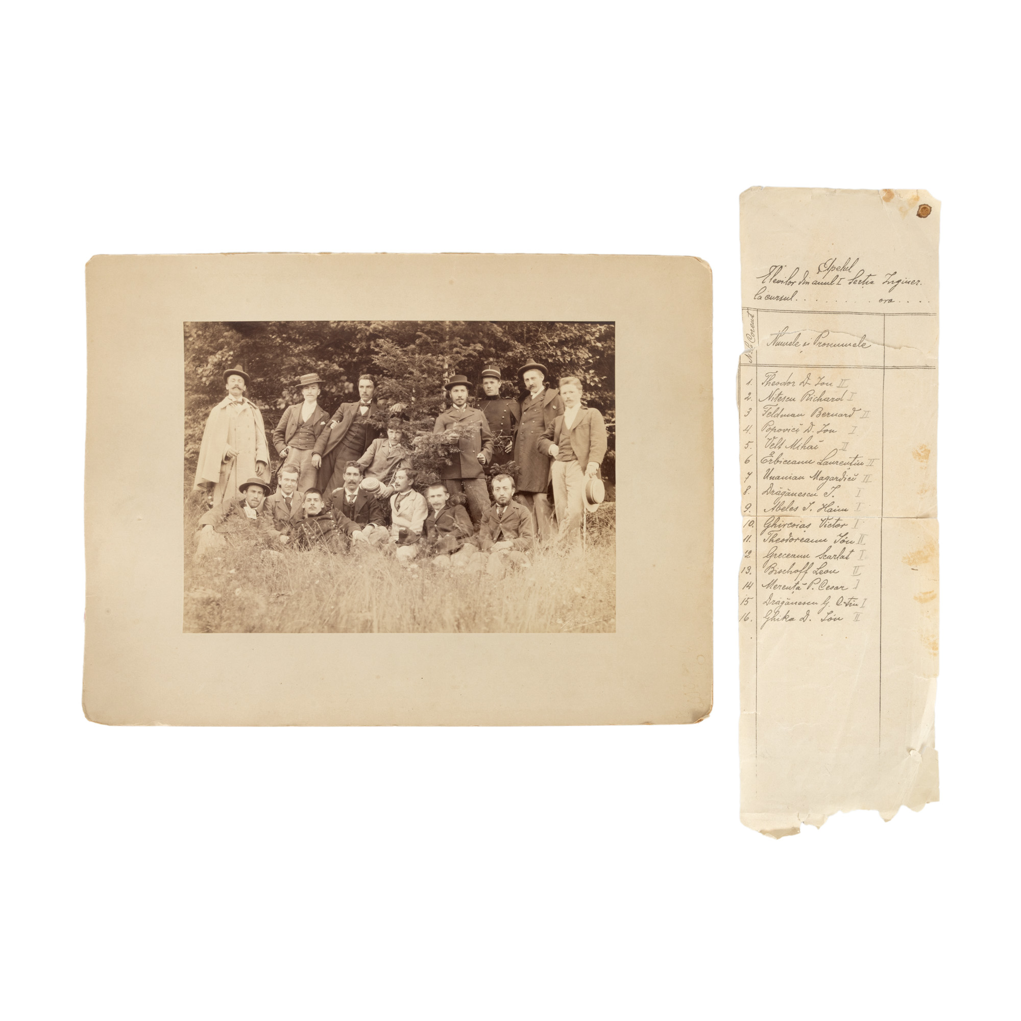 Inginerul Ion D. Ghica și colegii săi studenți, cca. 1900