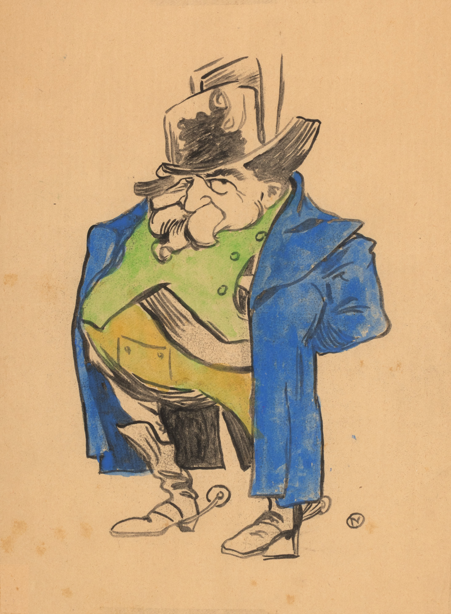 Generalul Gheorghe Manu, caricatură de Nicolae Petrescu-Găină, cca. 1890