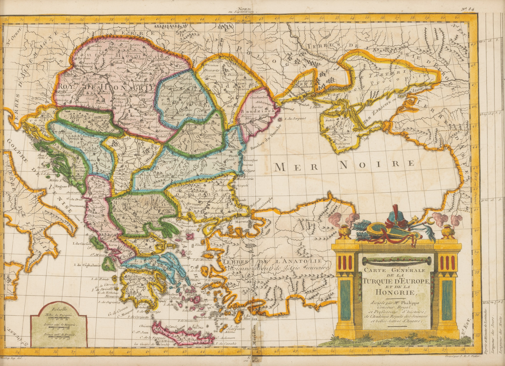 ”Harta generală a Turciei europene și a Ungariei”, de Philippe de Prétot, Paris, 1787