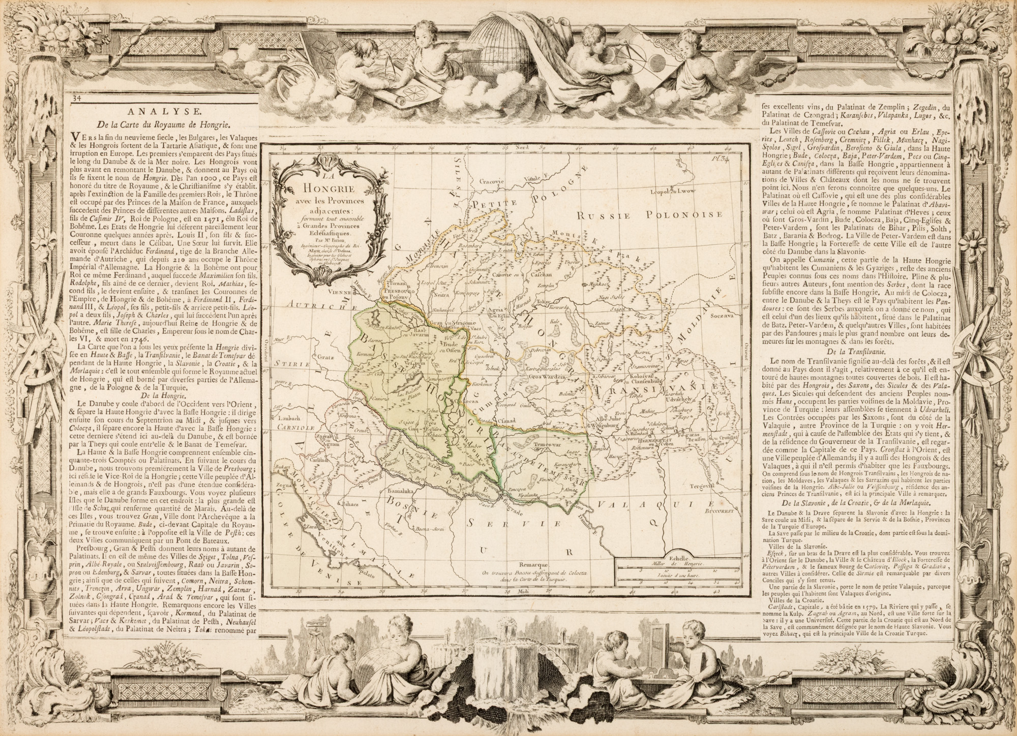 Hartă “Ungaria”, de Louis Charles Desnos și Brion de la Tour, Paris, 1766