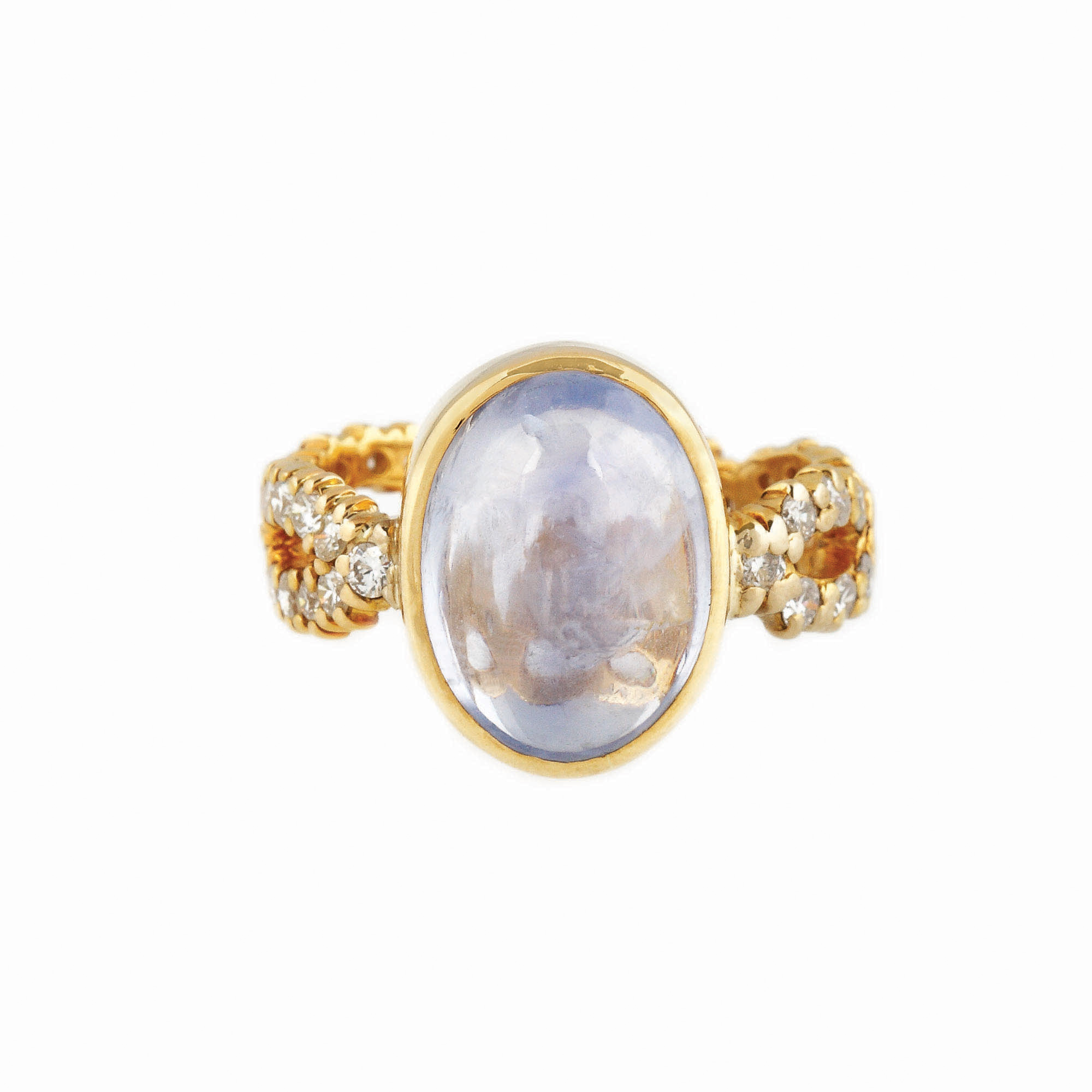 Inel din aur, decorat cu safir caboşon şi diamante