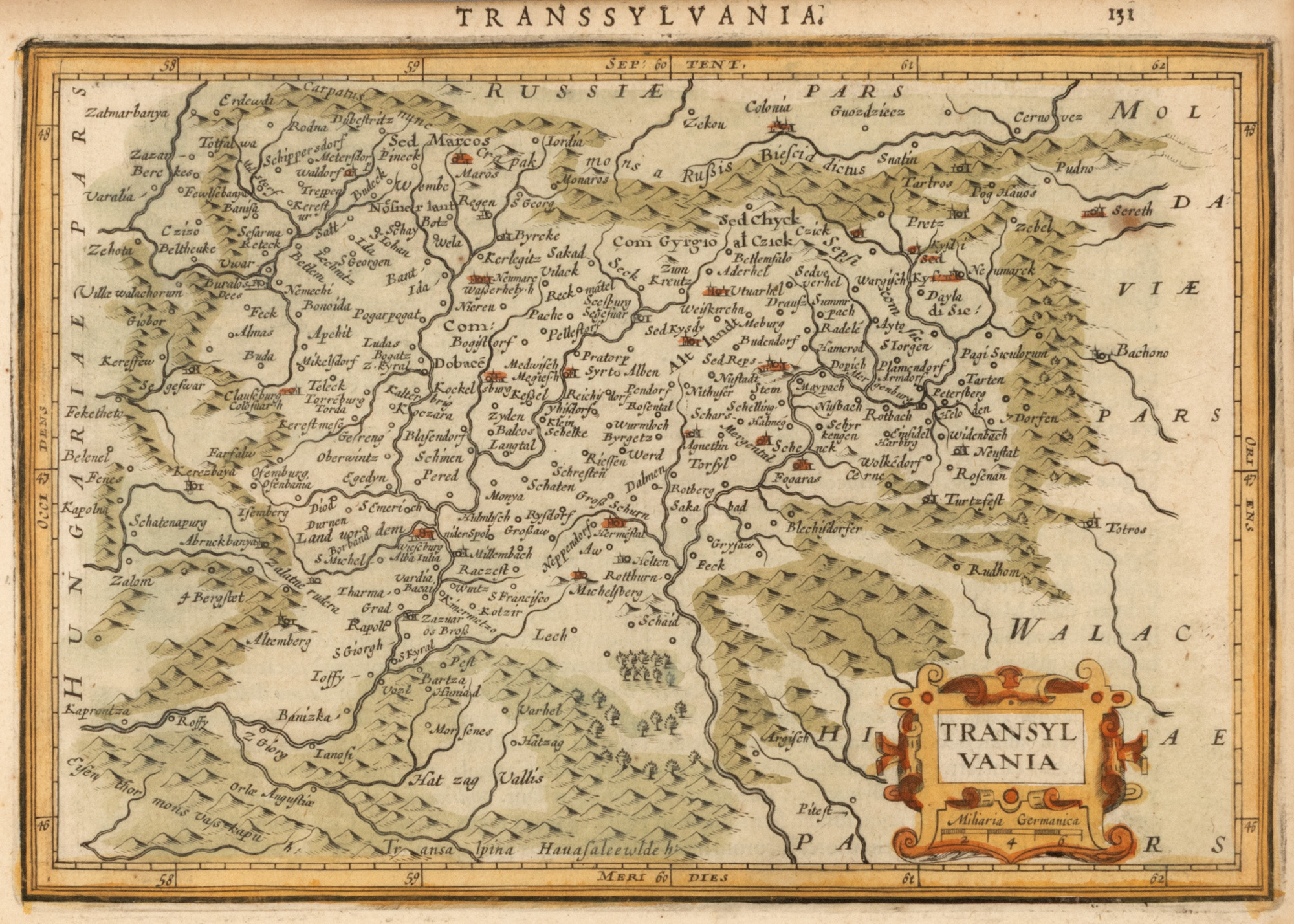 Hartă ”Transilvania”, de Johannes Janssonius, Amsterdam, mijlocul sec. XVIII