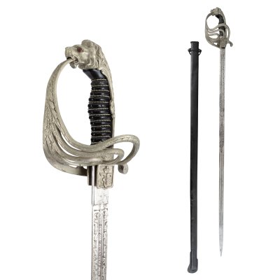 Sabie de ofițer de infanterie, cu cifrul Regelui Ferdinand, lamă Toledo, cu teacă, 1921