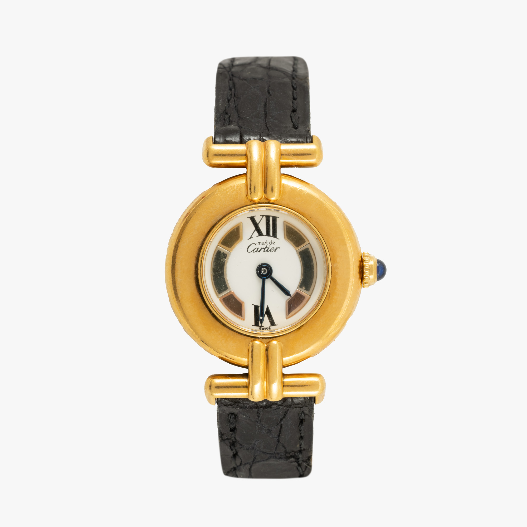Ceas Cartier Vermeil Colisee, din argint aurit, de mână, de damă, însoțit de cutia originală