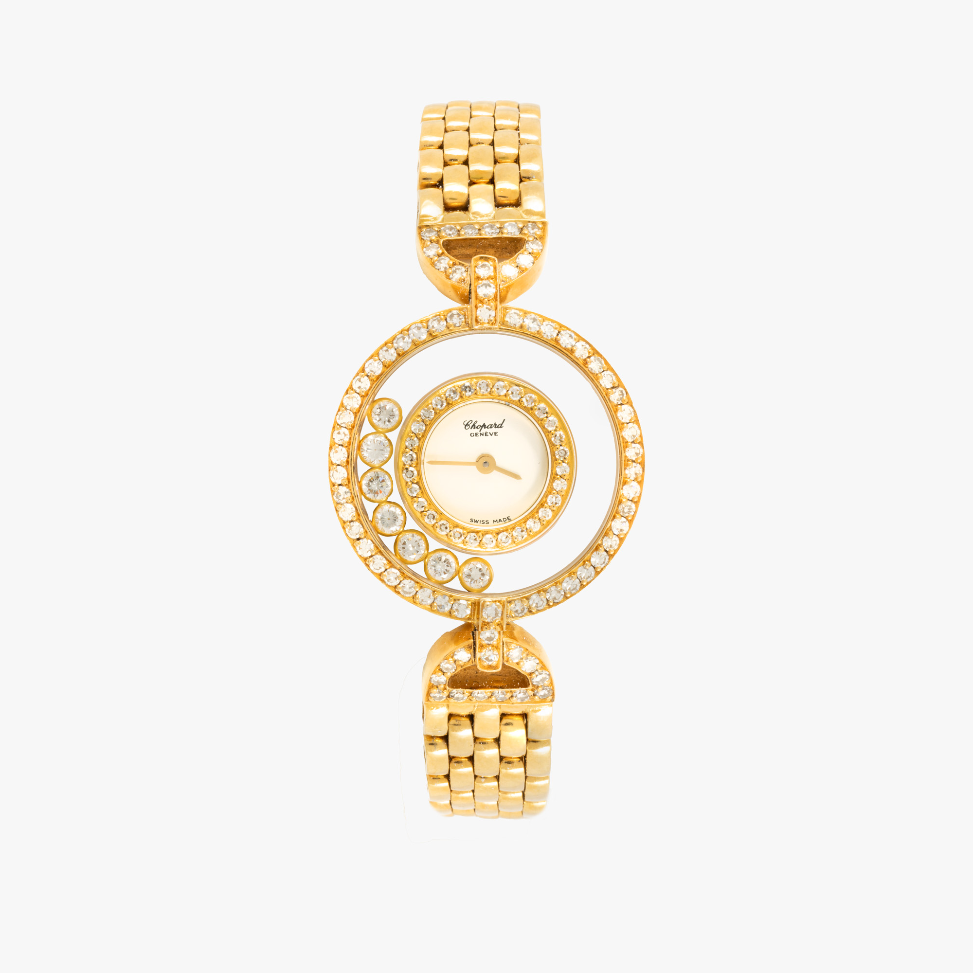 Ceas Chopard Happy Diamonds, din aur, cu diamante, de mână, de damă, însoțit de cutia originală