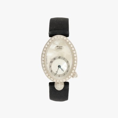 Ceas Breguet Reine De Naples, din aur alb, cu diamante, de mână, de damă, însoțit de cutia originală, certificat de origine și de garanție, manual de utilizare