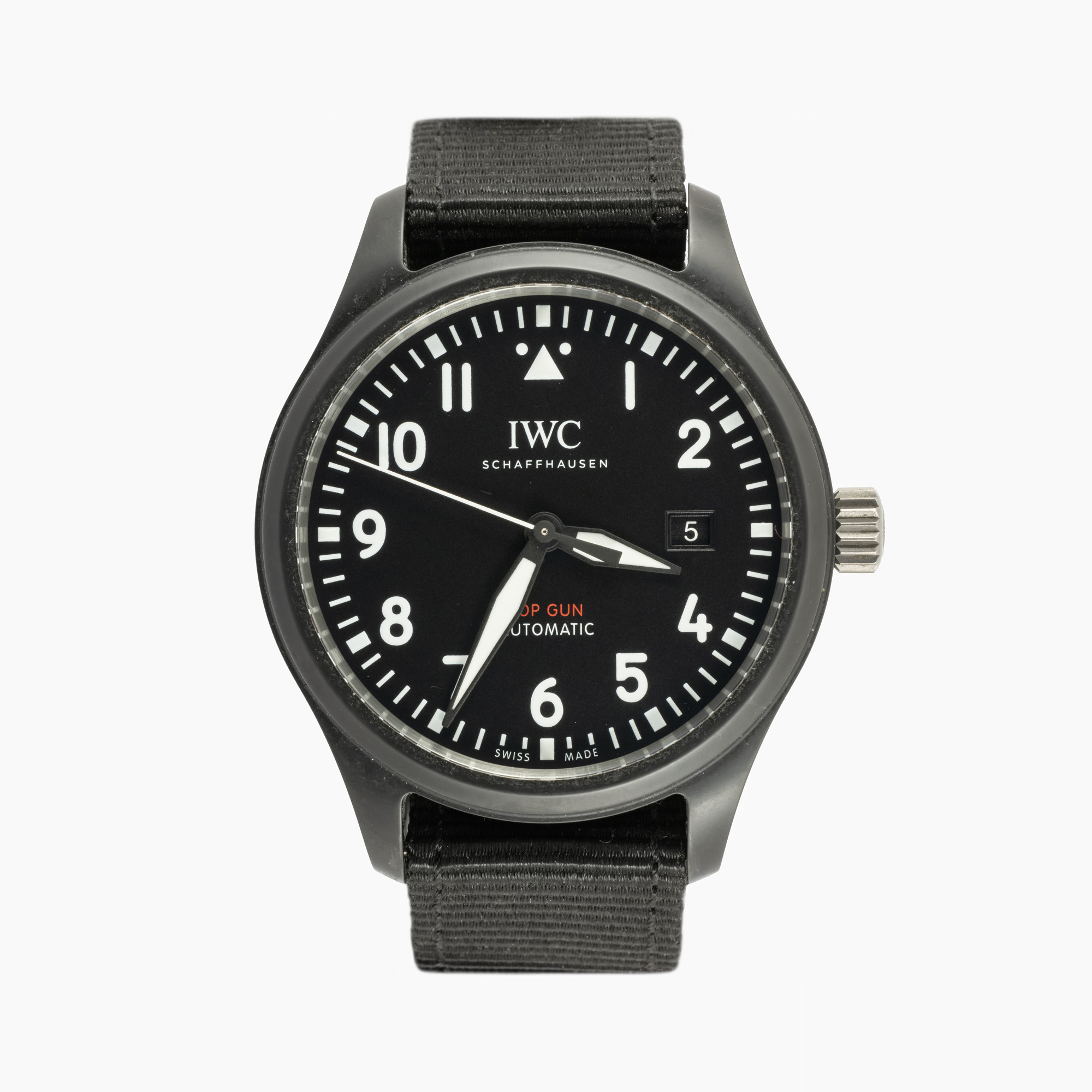 Ceas IWC Pilot Top Gun, din ceramică, de mână, bărbătesc, însoțit de cutia originală, card și carte de garanție, manual de utilizare