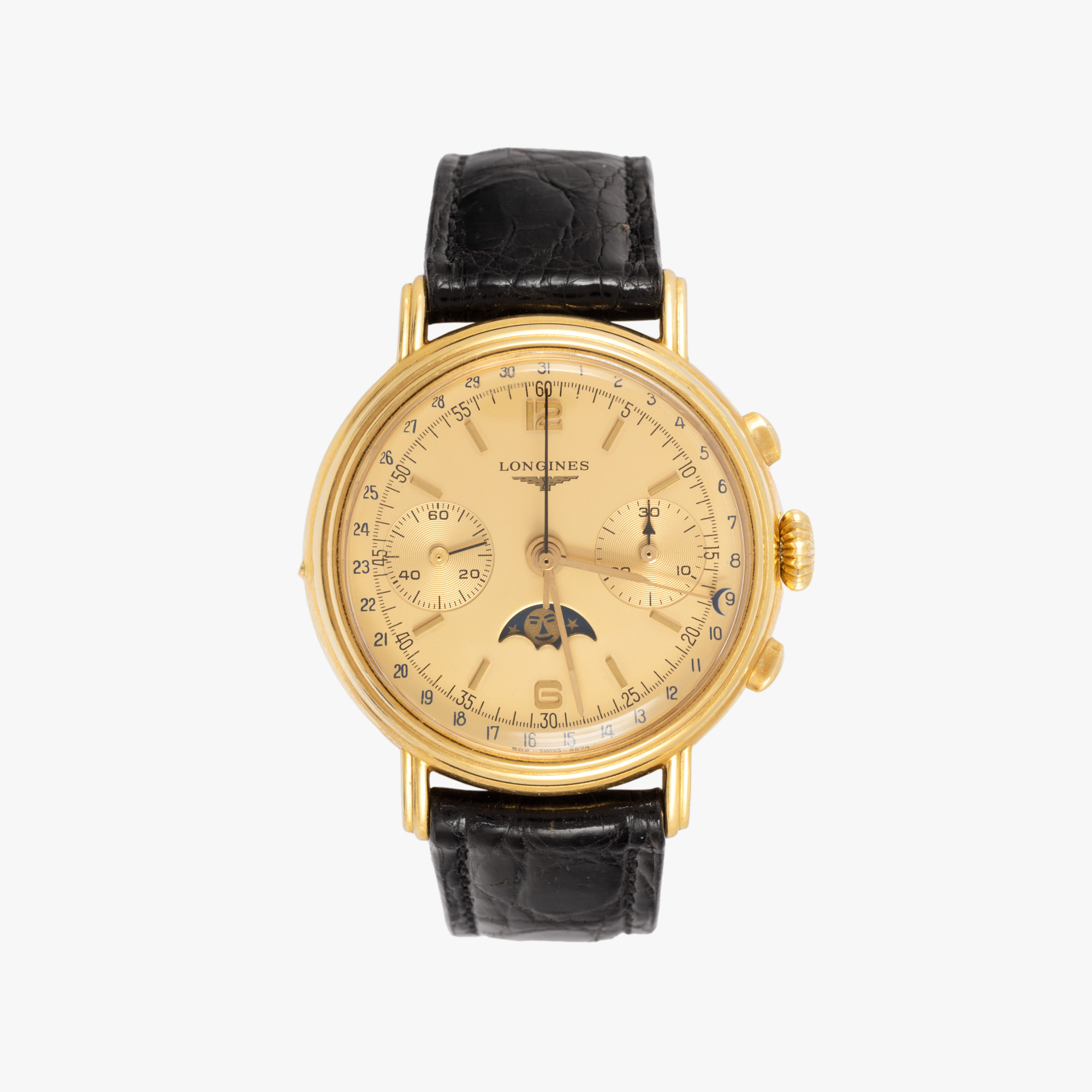 Ceas Longines Chronograph Moonphase, din aur, de mână, bărbătesc