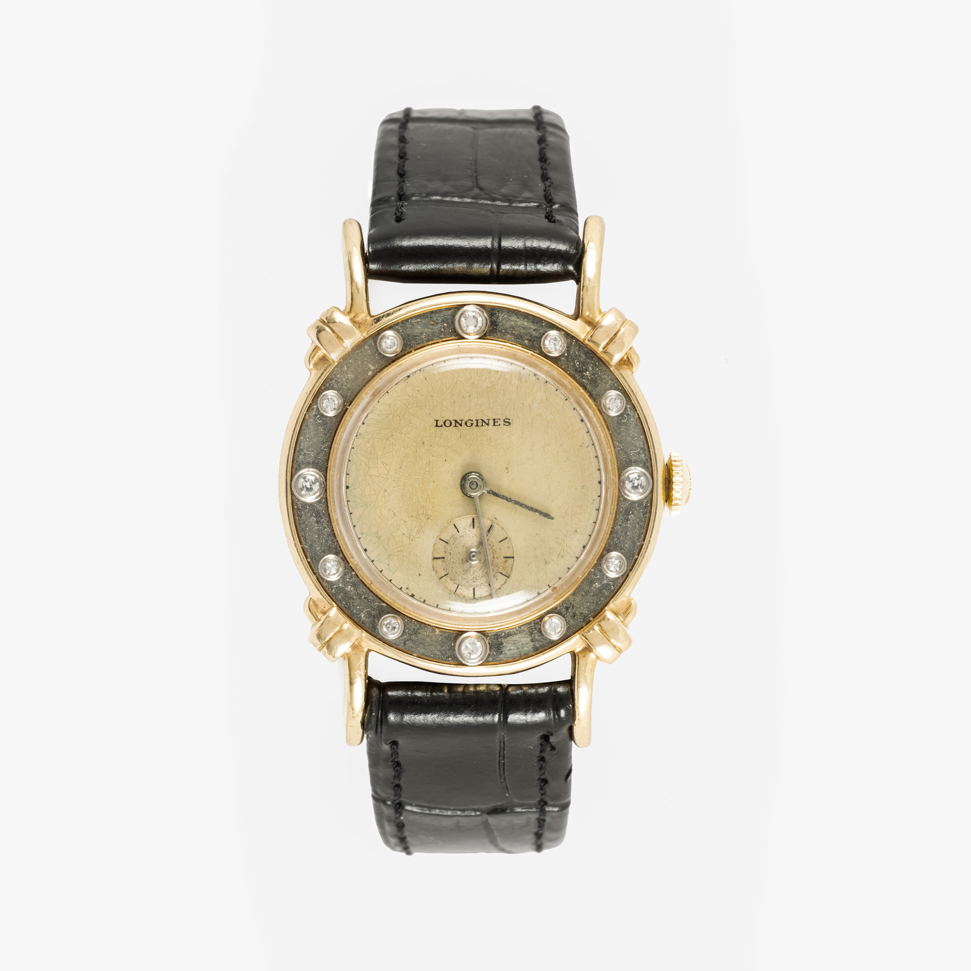 Inedit ceas Longines Fancy Lugs, din aur, cu diamante, de mână, de damă
