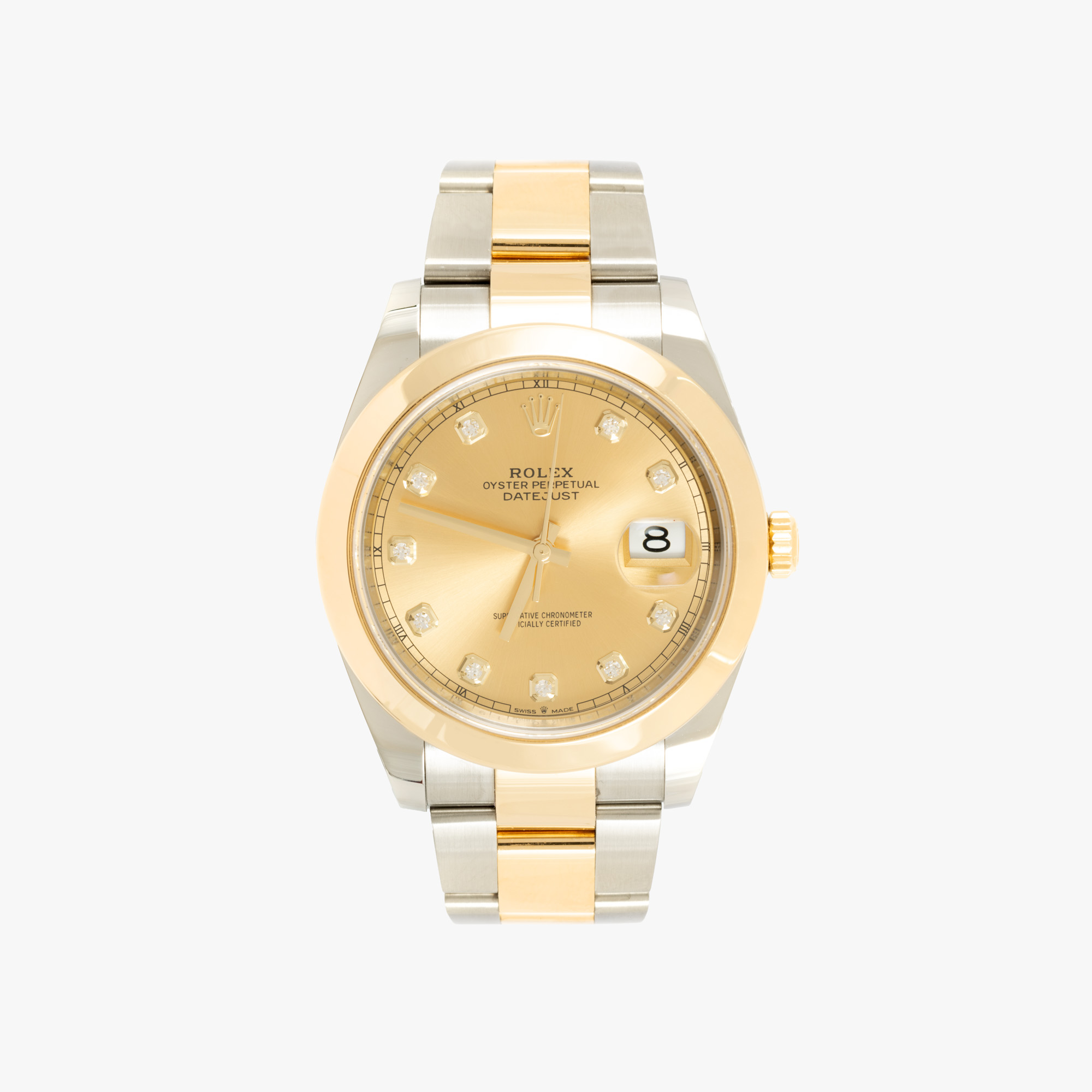 Ceas Rolex Datejust II, din aur și oțel, cu diamante, de mână, bărbătesc, însoțit de cutia originală, carte de garanție și manual de utilizare
