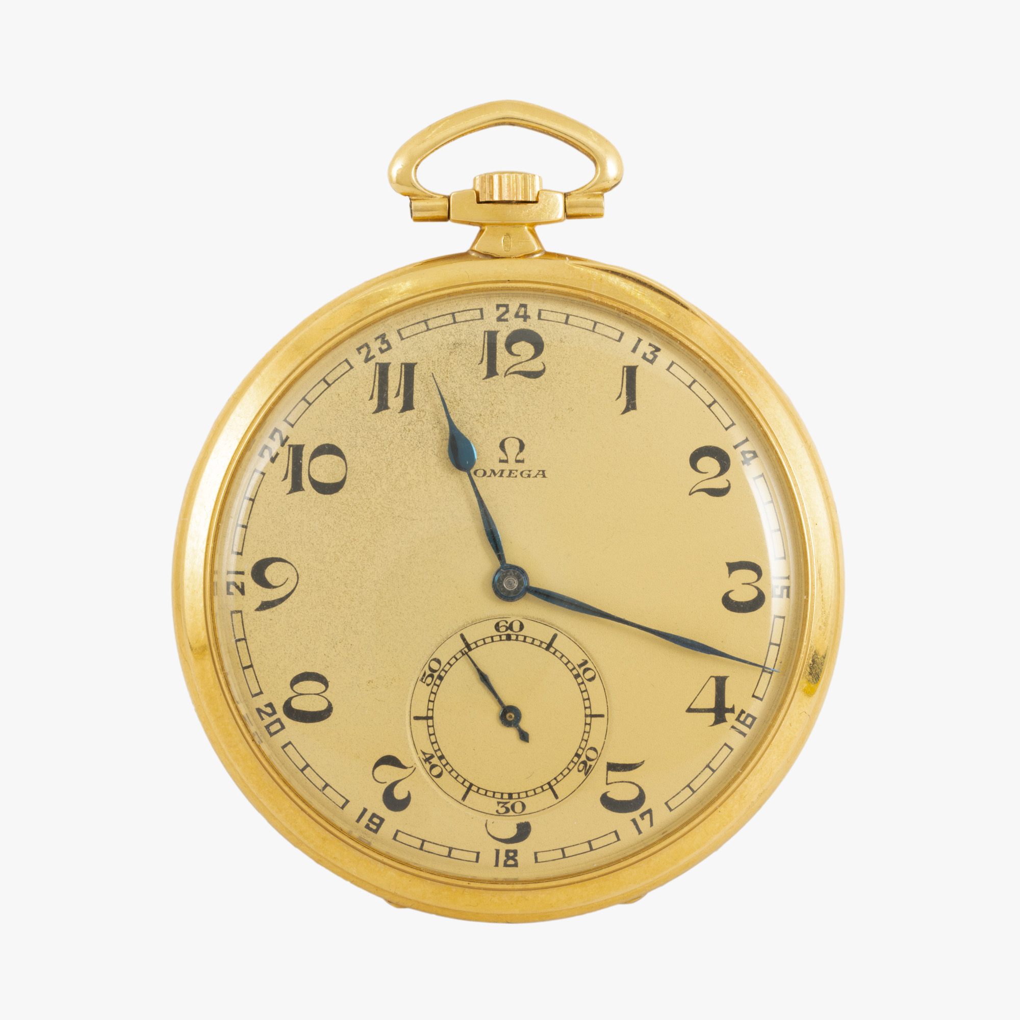 Ceas Omega, din aur, de buzunar, bărbătesc, cu numerale stil Breguet