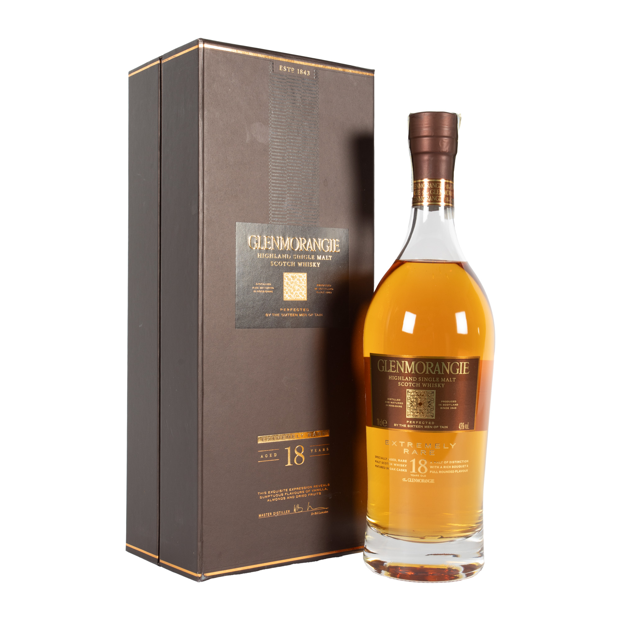 Glenmorangie, Highland Single Malt Scotch Whisky, 18 ani vechime, 1st x 0,70l, în cutia originală