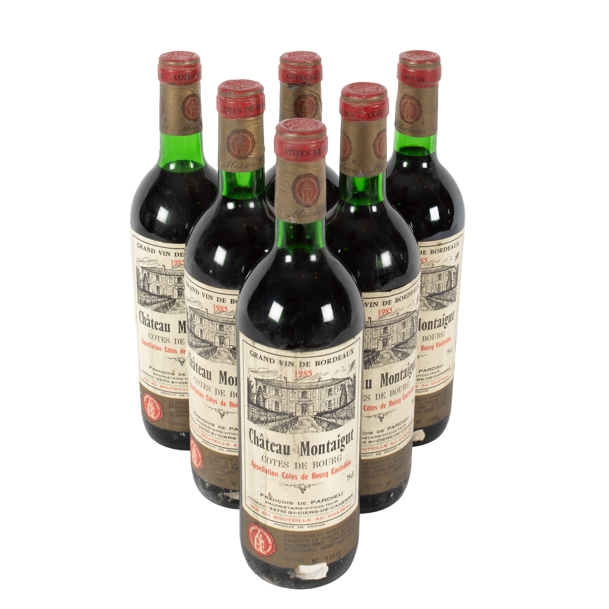 Château Montaigut, Côtes de Bourg, 1985, 6 bottles x 0.75l