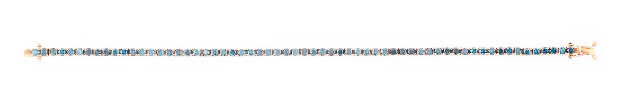 Brăţară din aur roz, pavată cu suită de diamante albastre