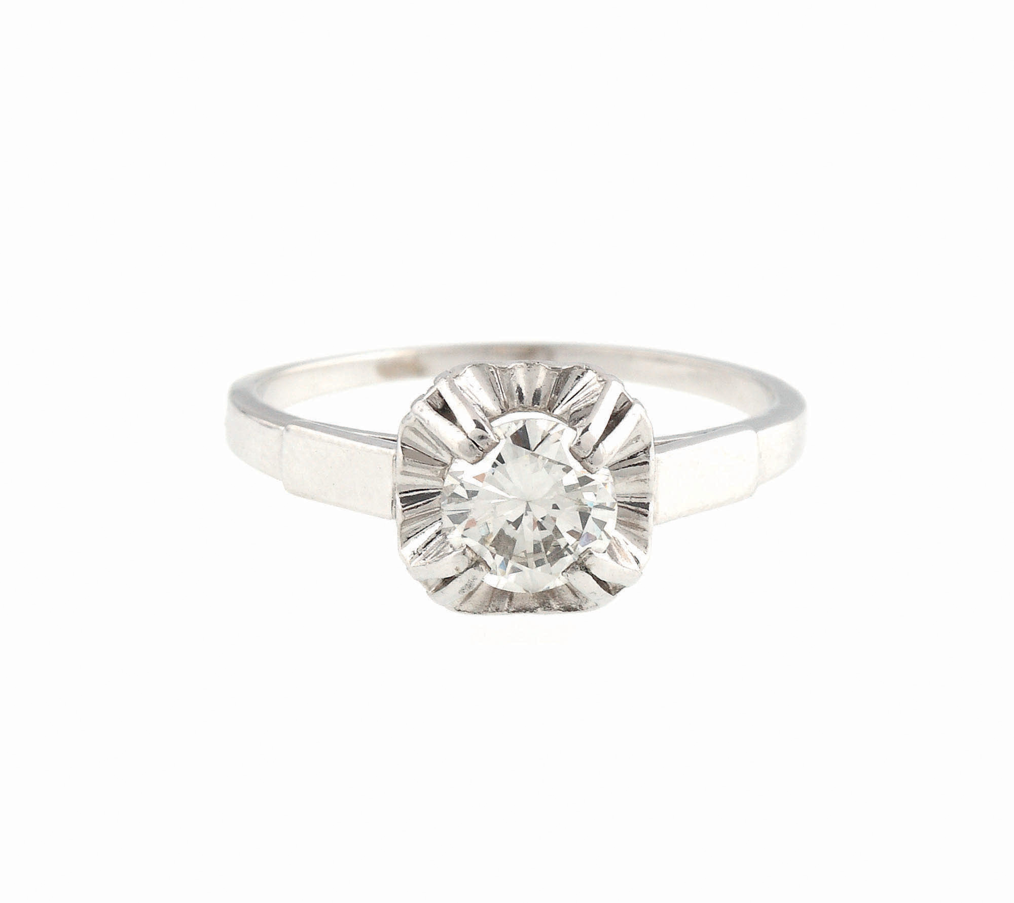 Inel din aur alb și platină, ornat cu un frumos diamant