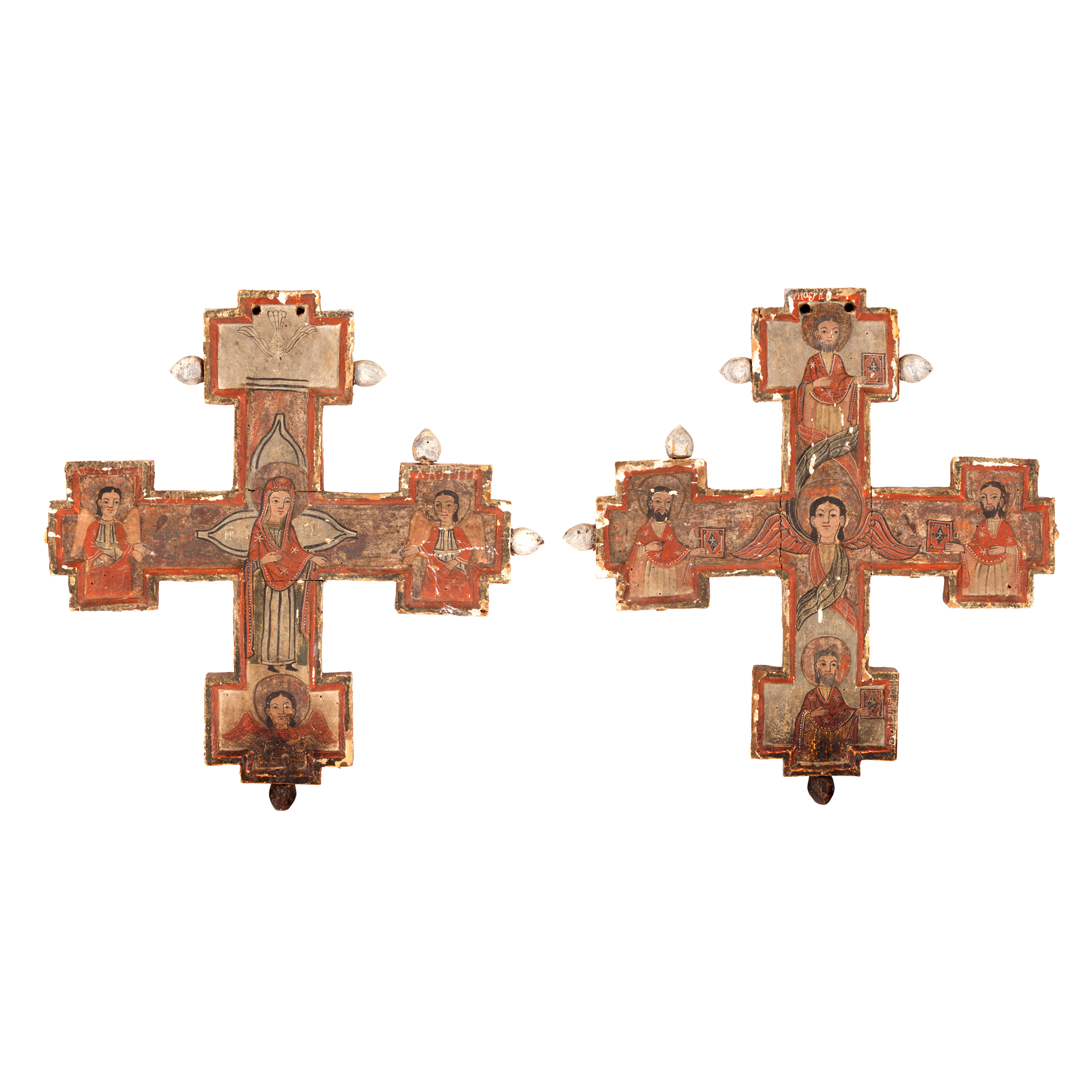 Painted cross with the image of a seraphim and "Mother of God", Transylvanian school, 18th century