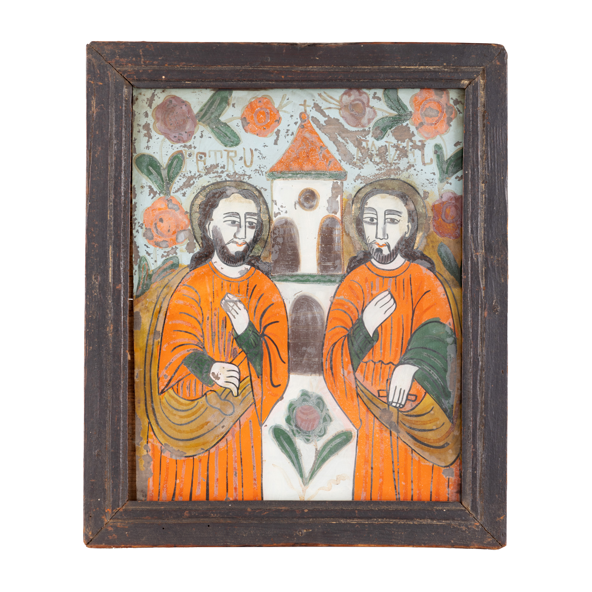 Icoană pe glajă, ”Sfinții Apostoli Petru și Pavel”, atelier din Gherla, sfârșitul sec. XIX, provine din colecția avocatului Constantin Vișinescu