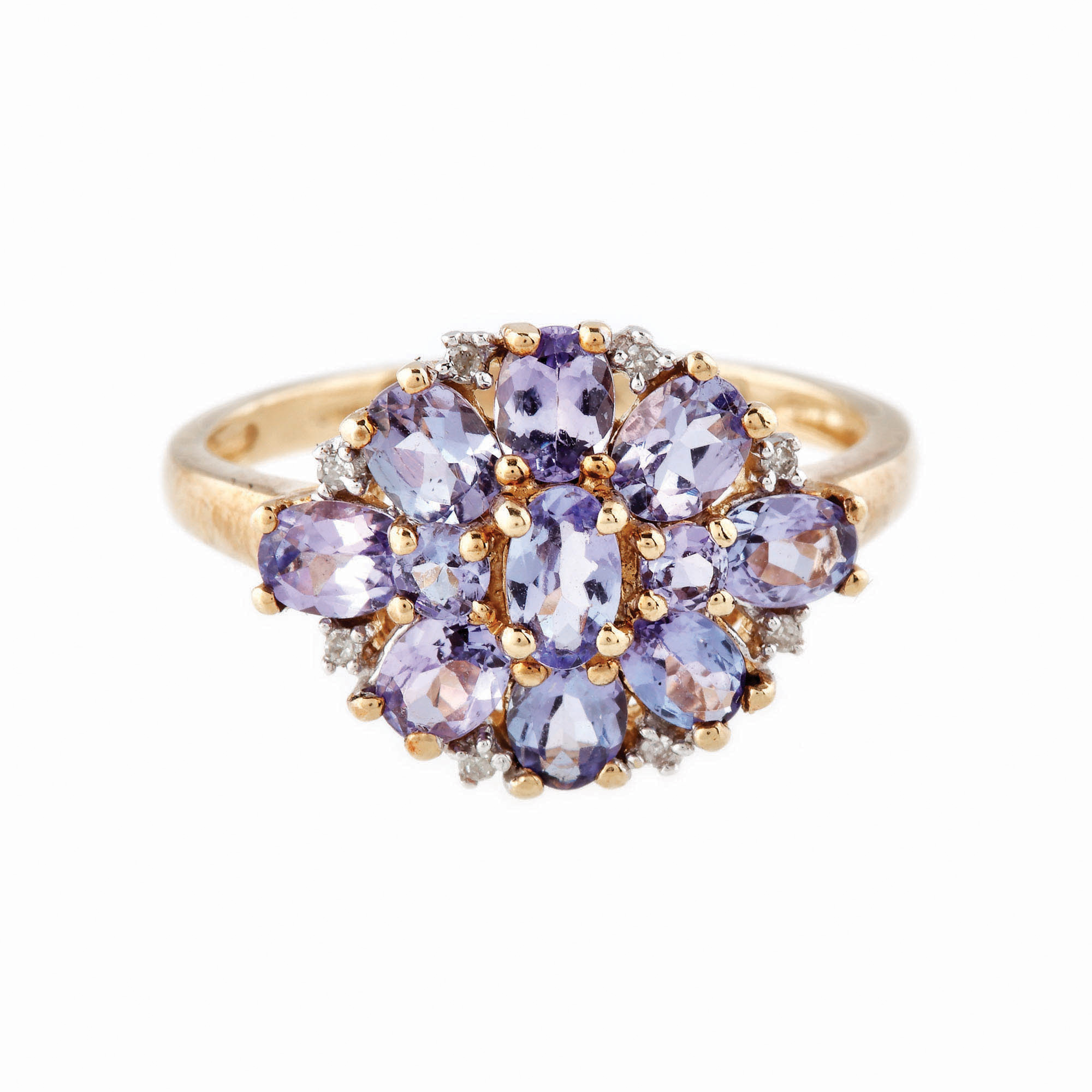 Inel din aur, ornat cu tanzanite și diamante
