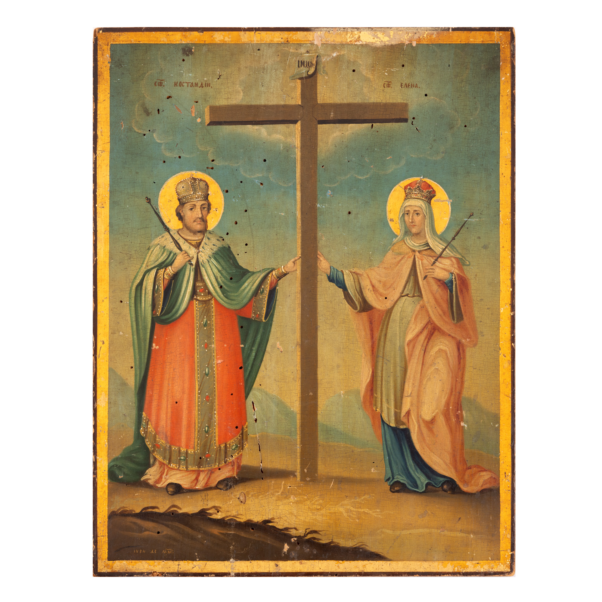Icon on wood, "Saints Emperors Constantine and Helena", Romanian school, 1854