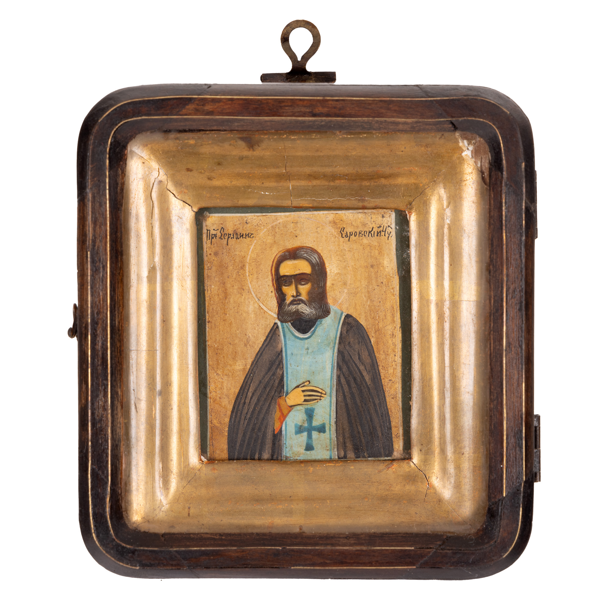 Icoană pe lemn de călătorie, ”Sfântul Serafim din Sarov”, școală rusească, sec. XIX