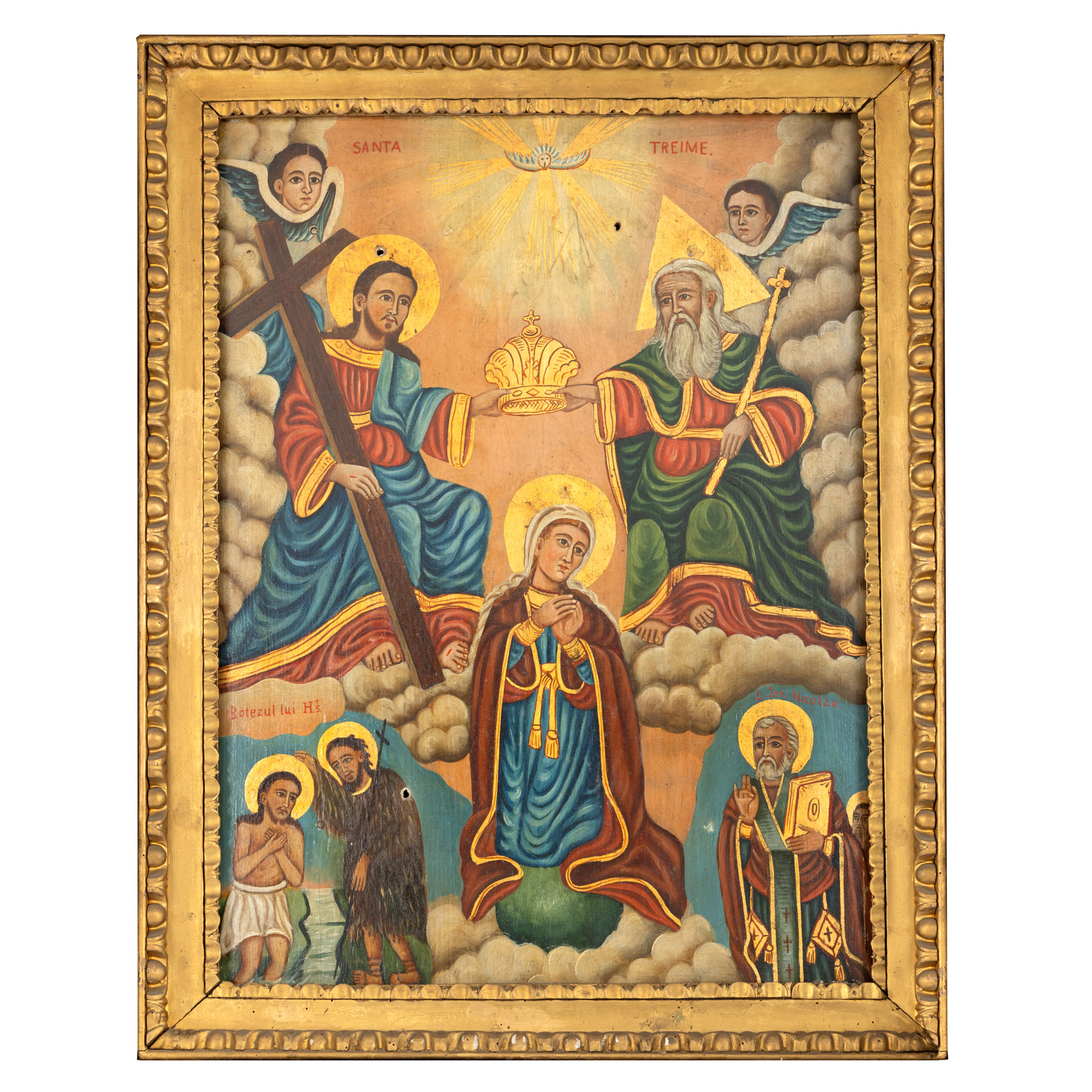 Icon on wood, "Holy Trinity (Coronation of the Virgin)", Romanian school, end of the 19th century