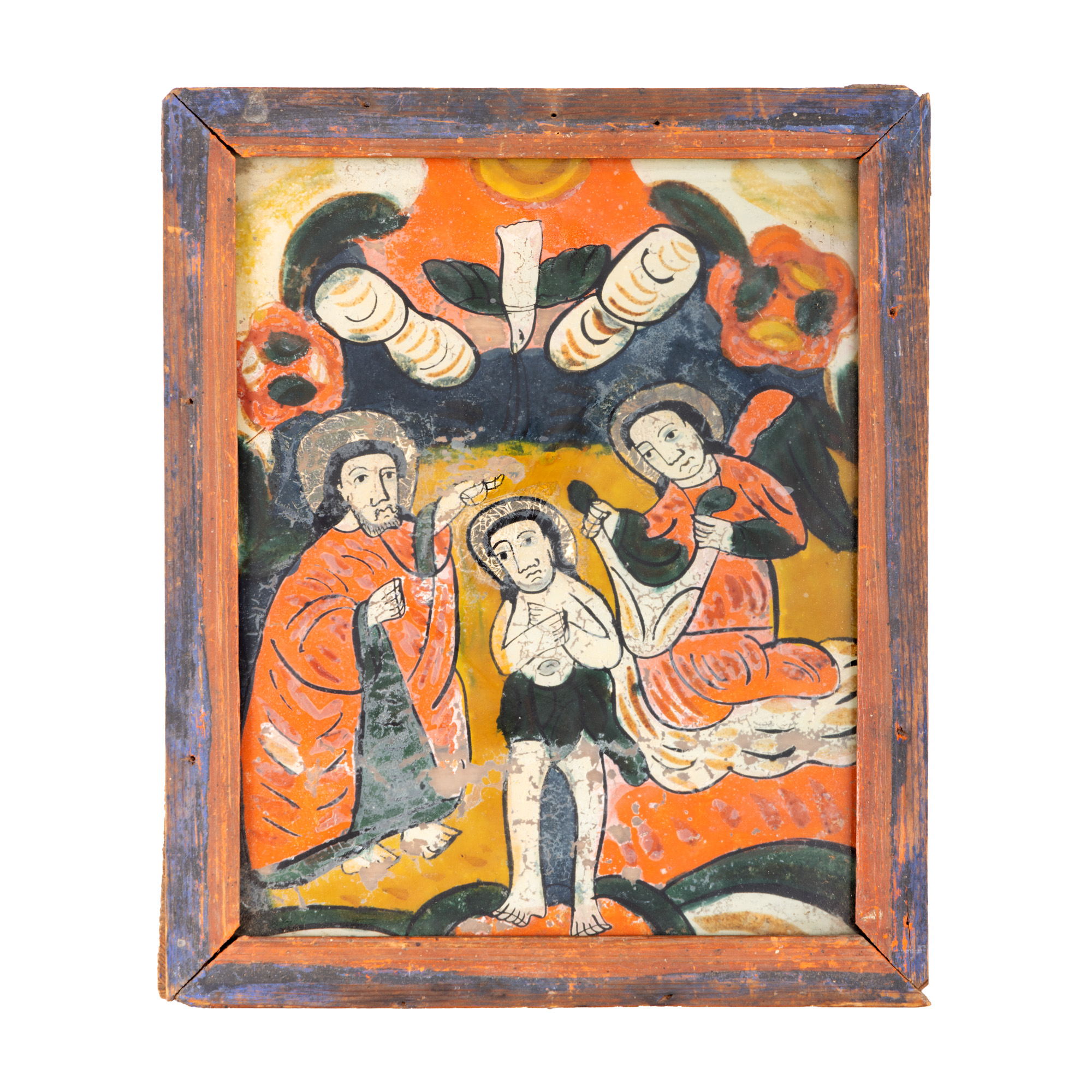 Icoană pe glajă, ”Botezul Domnului”, atelier din Nicula, jumătatea sec. XIX
