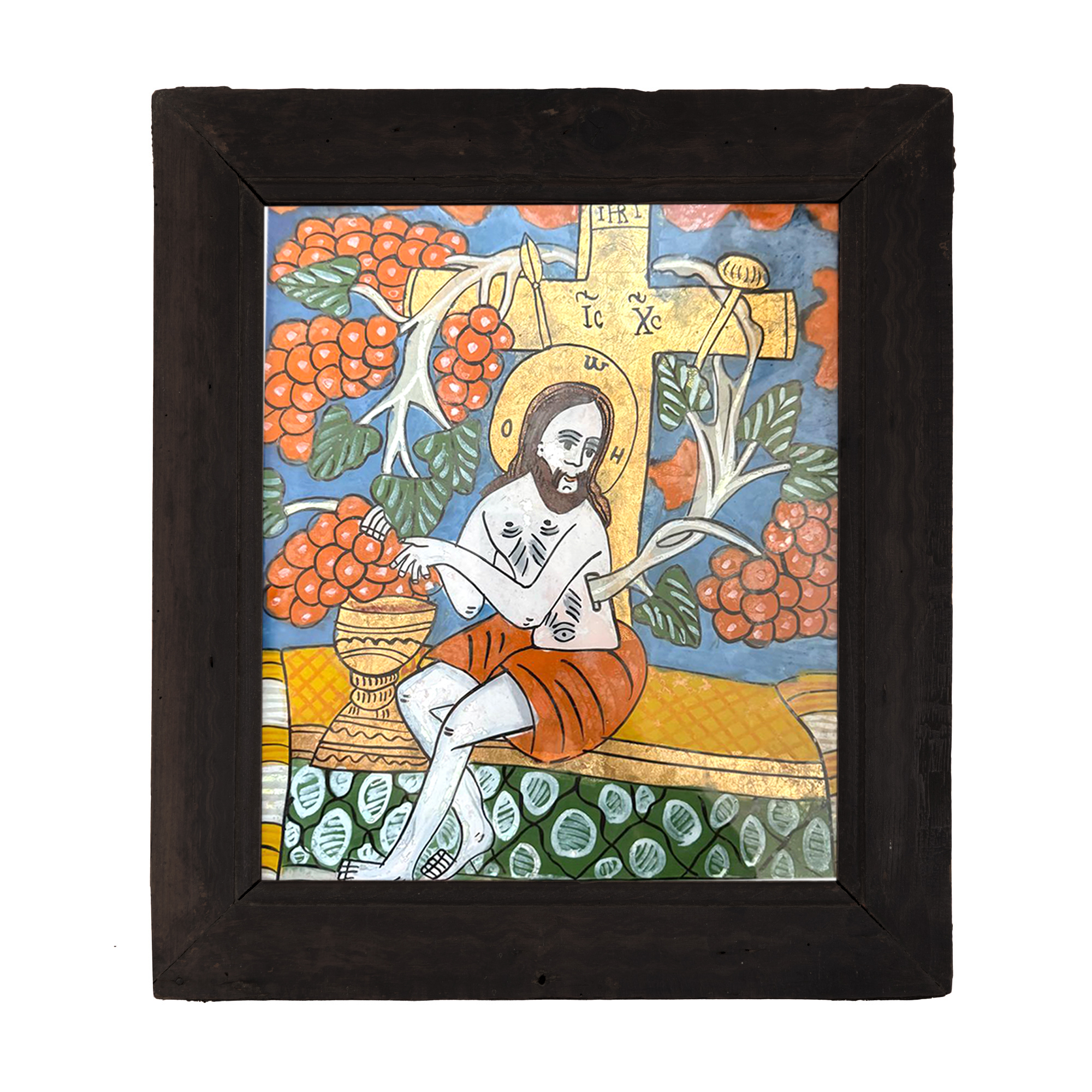 Icon on glass, "Jesus the True Vine", workshop from Șcheii Brașovului, second half of the 19th century
