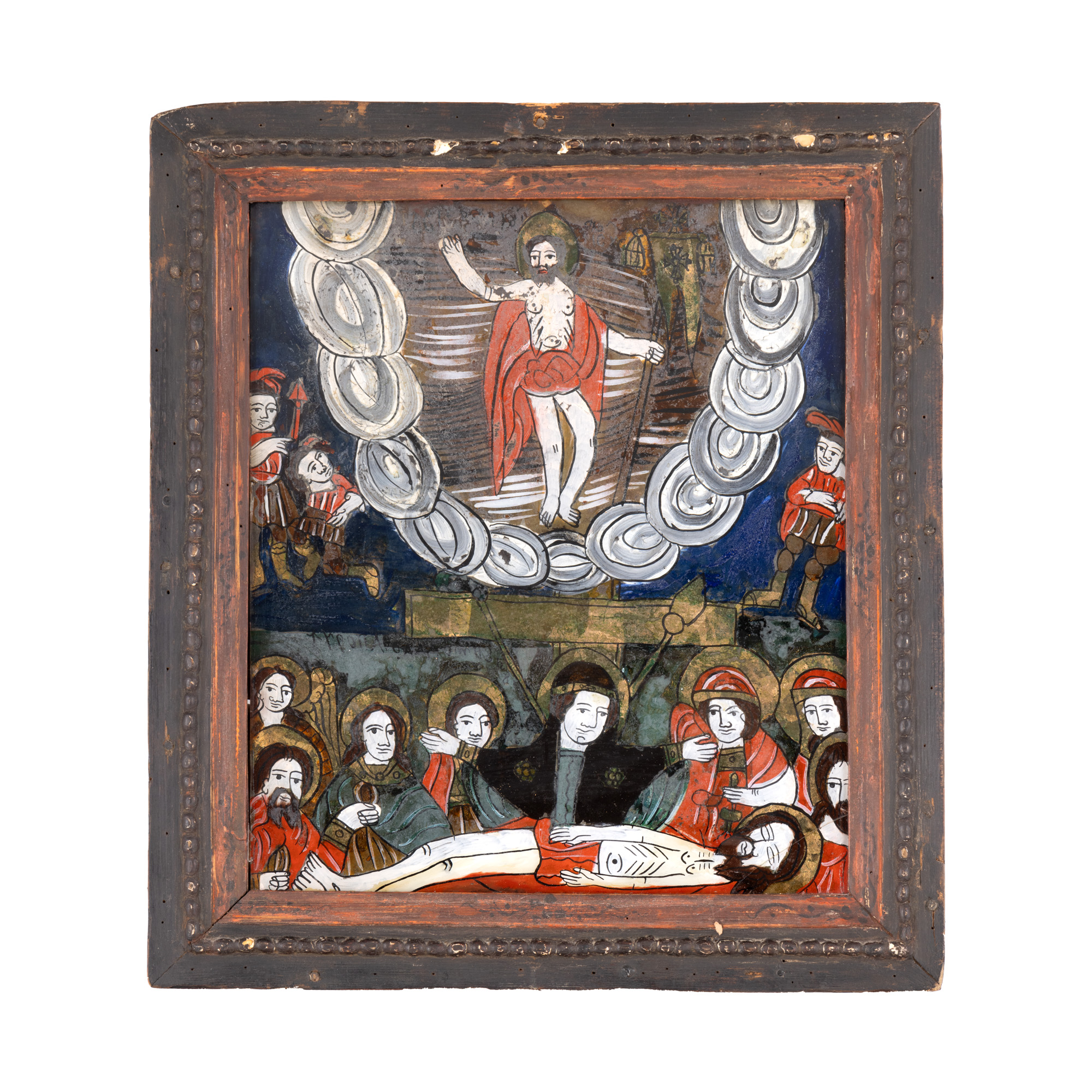 Icoană pe glajă, ”Învierea și Plângerea Domnului”, atelier din Făgăraș, sec. XIX