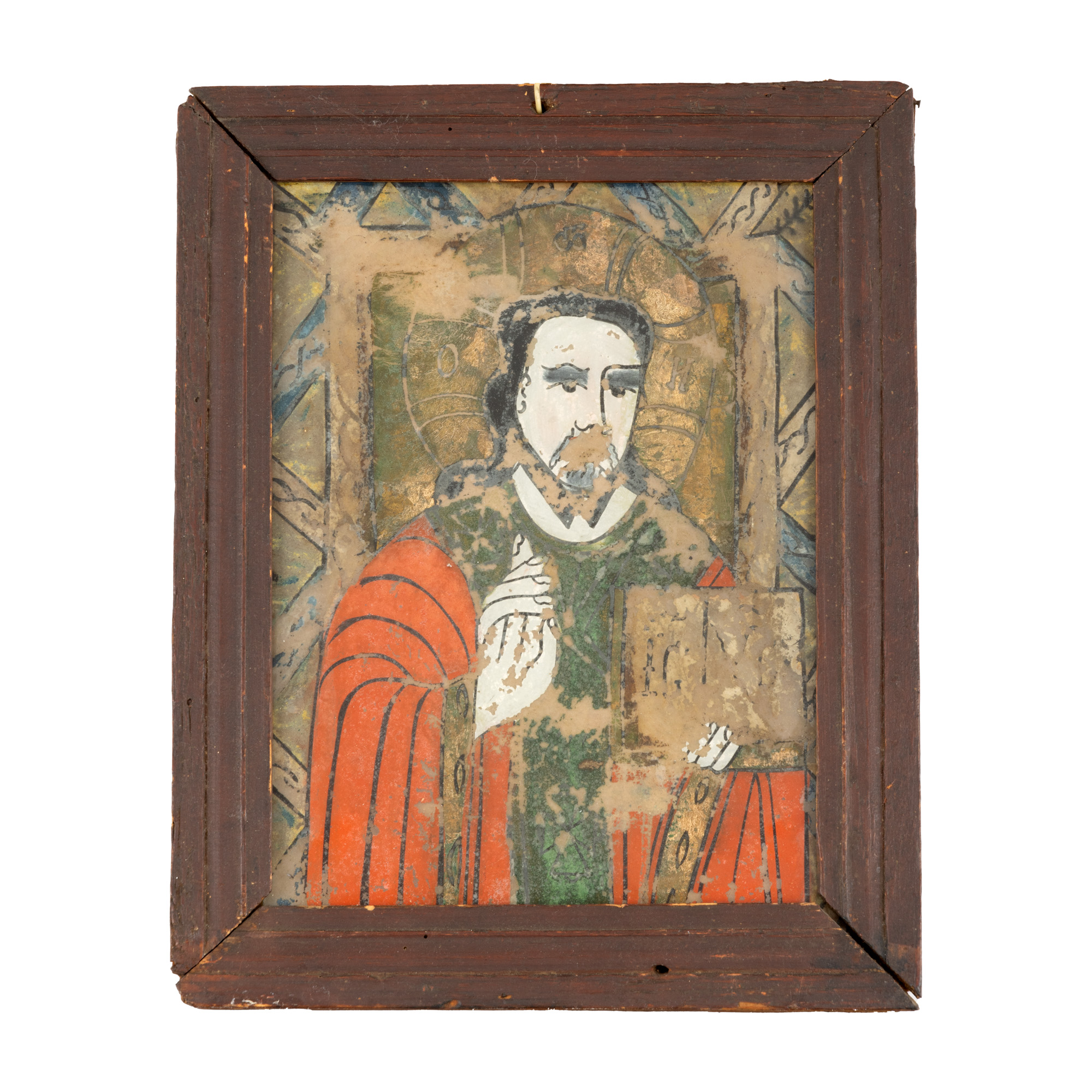 Icoană pe glajă, ”Iisus Pantocrator”, atelier din Nicula, a doua jumătate a sec. XIX, provine din colecția pictorului Eremia Profeta