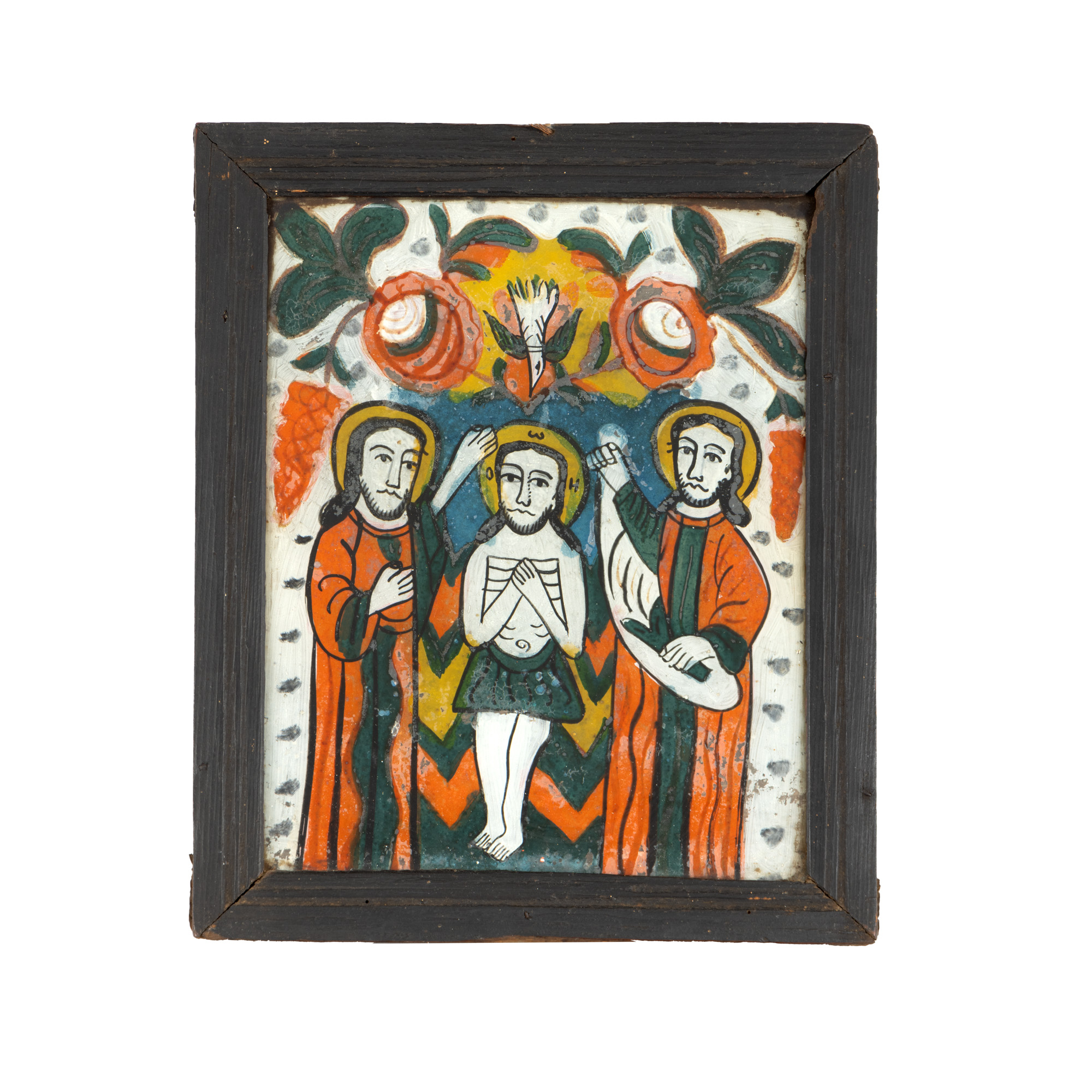 Icon on glass, "Baptism of the Lord", Gherla workshop, end of the 19th century, from the collection of the painter Constantin Piliuță