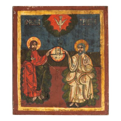 Icoană pe lemn, ”Sfânta Treime”, școală românească, sfârșitul sec. XVIII-începutul sec. XIX