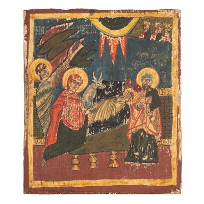 Icon on wood, "Nativity of the Lord", Romanian school, end of the 18th-beginning of the 19th century