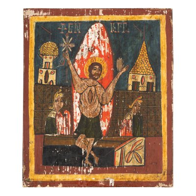 Icon on wood, "Resurrection of the Lord", Romanian school, late 18th-early 19th century
