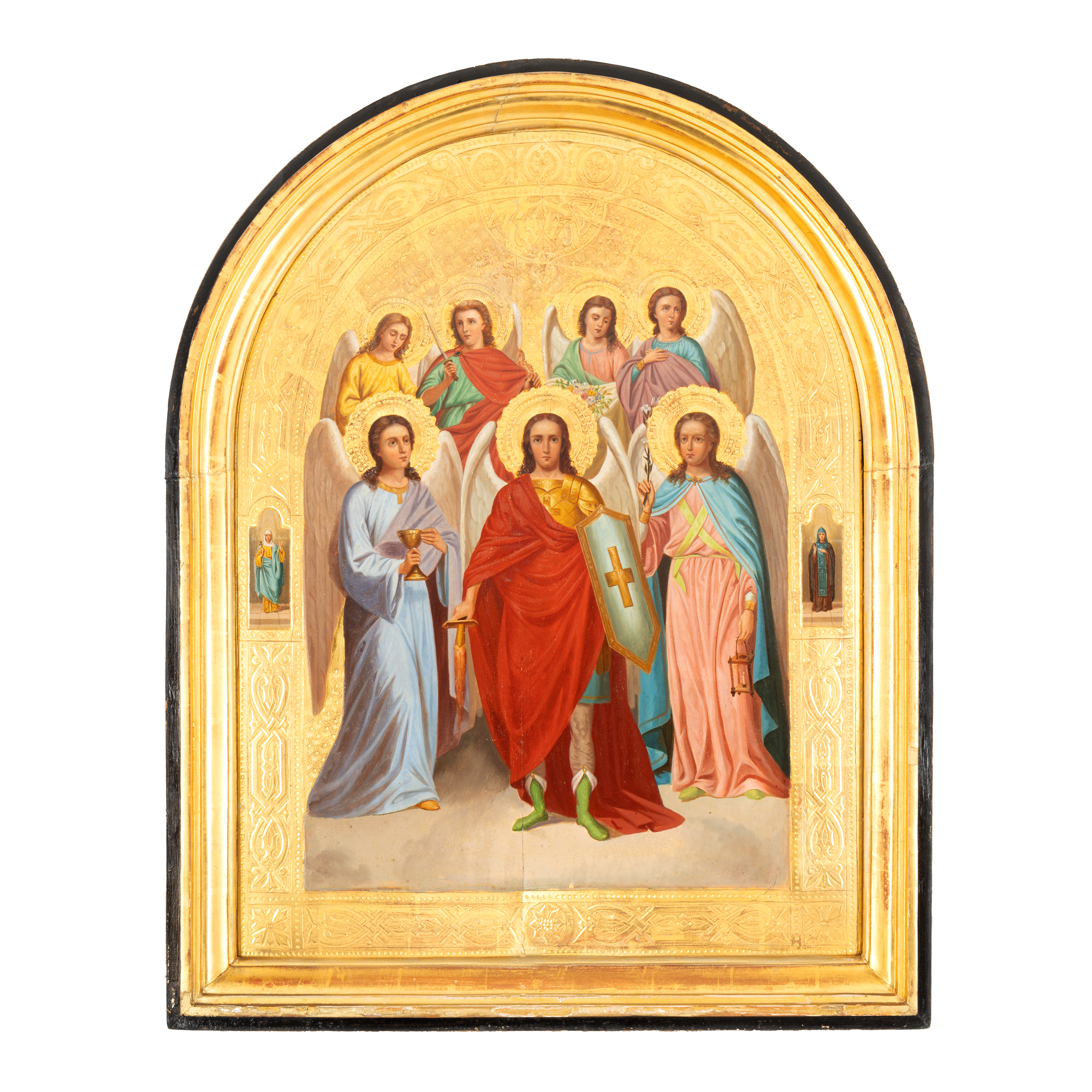 Imperial Icon on wood, "Synaxis of the Holy Archangels", Romanian school, end of the 19th century, collector's item