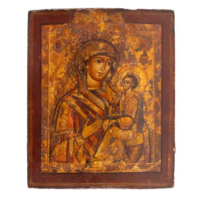 Icoană pe lemn, ”Maica Domnului cu Pruncul”, școală rusească, jumătatea sec. XIX
