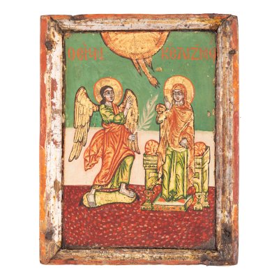 Icon on wood, "Annunciation", Greek school, 19th century