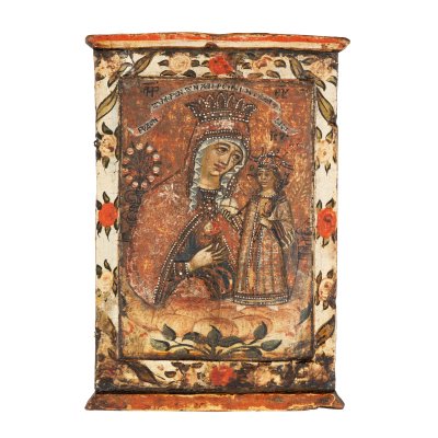 Icon on wood, "Unfading Rose-Mother of God with the Child", Greek school, second half of the 18th century