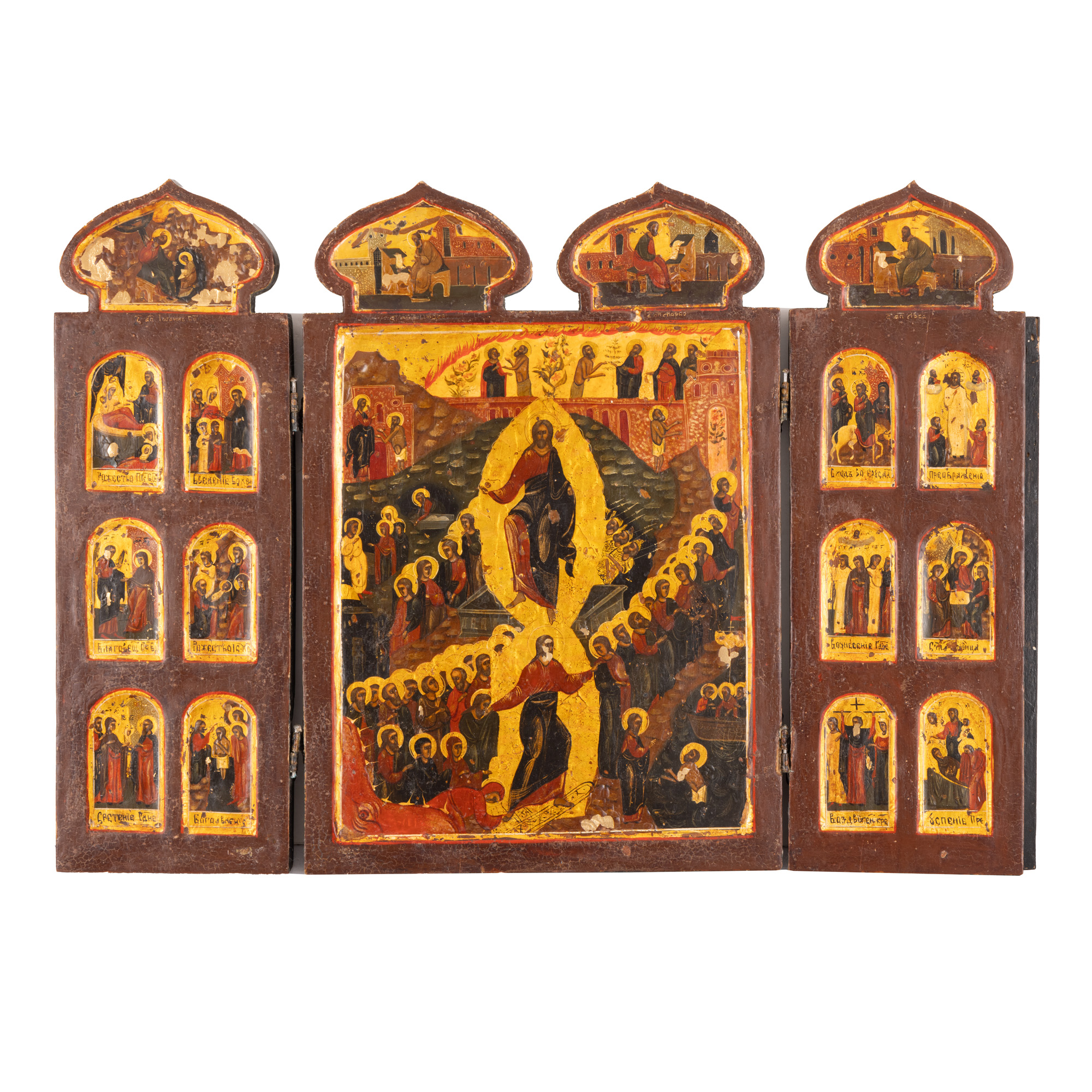 Triptic, ”Învierea Domnului și 16 scene”, școală rusească, sfârșitul sec. XIX