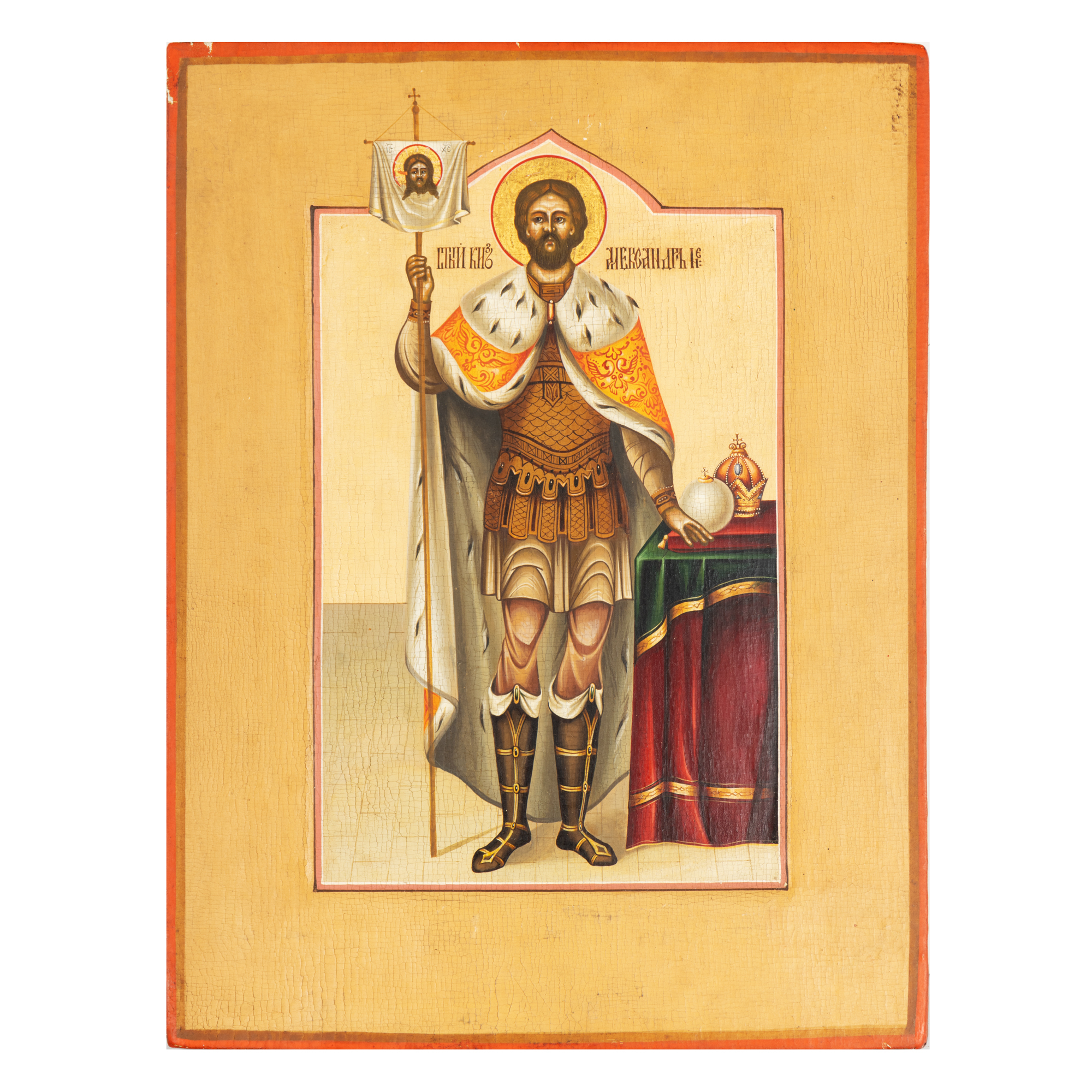 Icon on wood, "Saint Alexander Nevsky", Russian school, mid-19th century