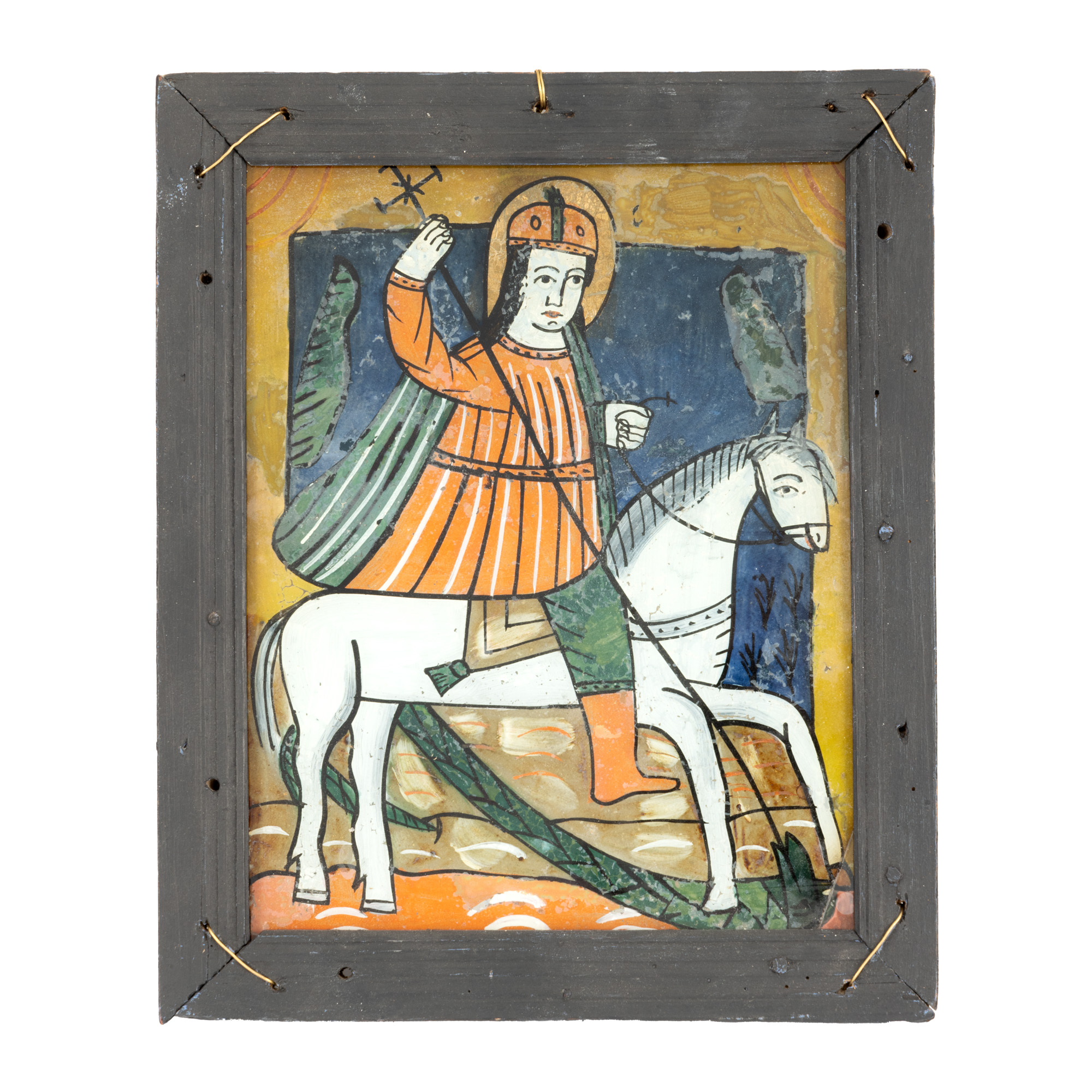 Icoană pe glajă, ”Sfântul Gheorghe omorând balaurul”, atelier din Nicula, sfârșitul sec. XIX