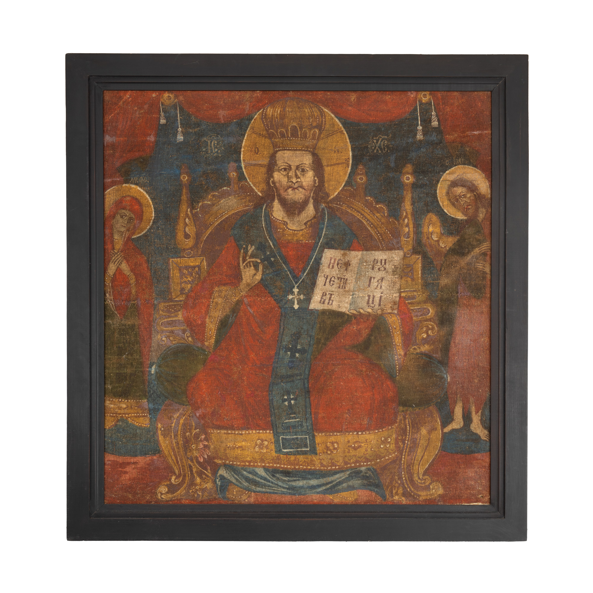 Imperial Icon on Canvas, "Deisis", Transylvanian workshop, late 18th century