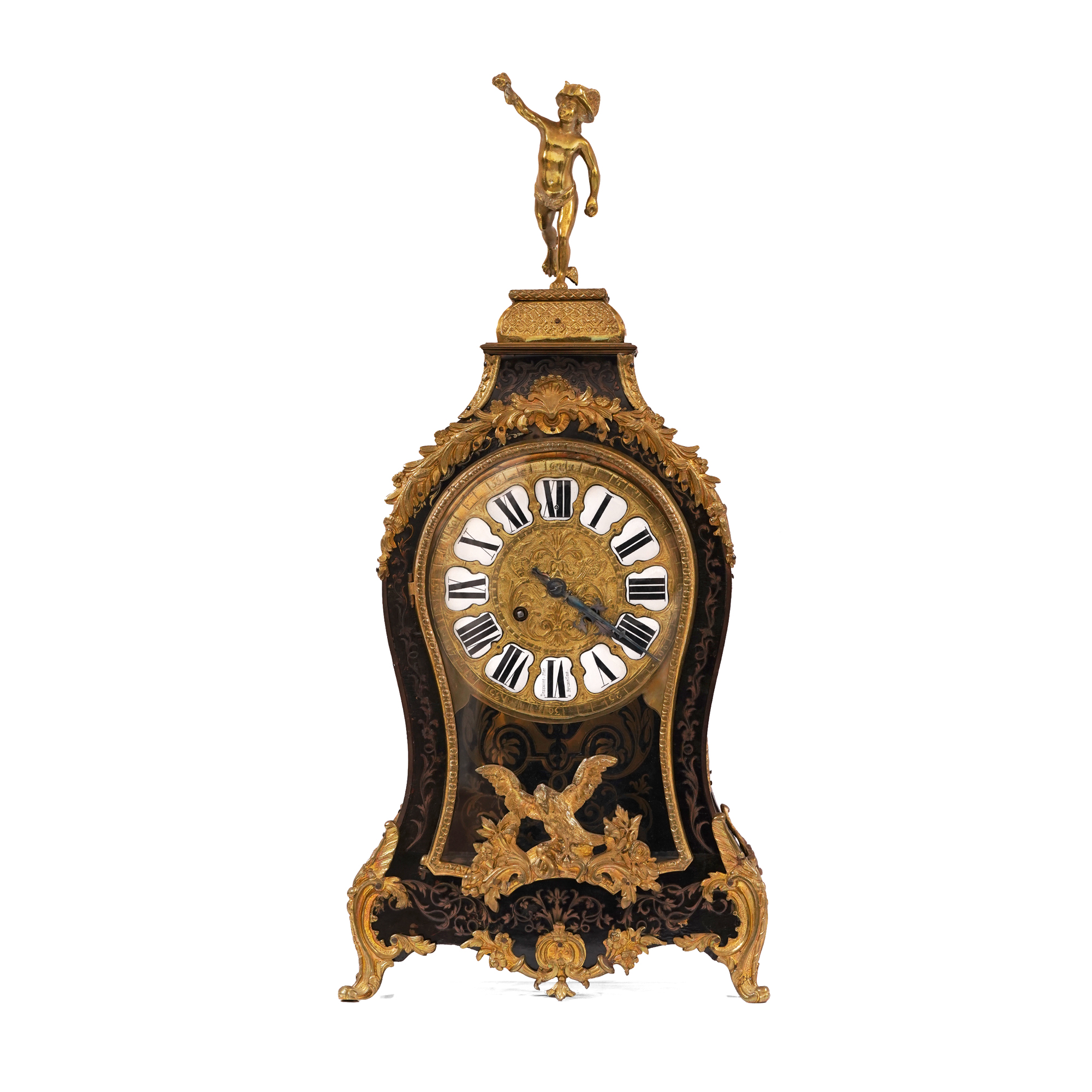 Napoleon III-style clock with Boulle style marquetry and bronze ornaments, late 19th century