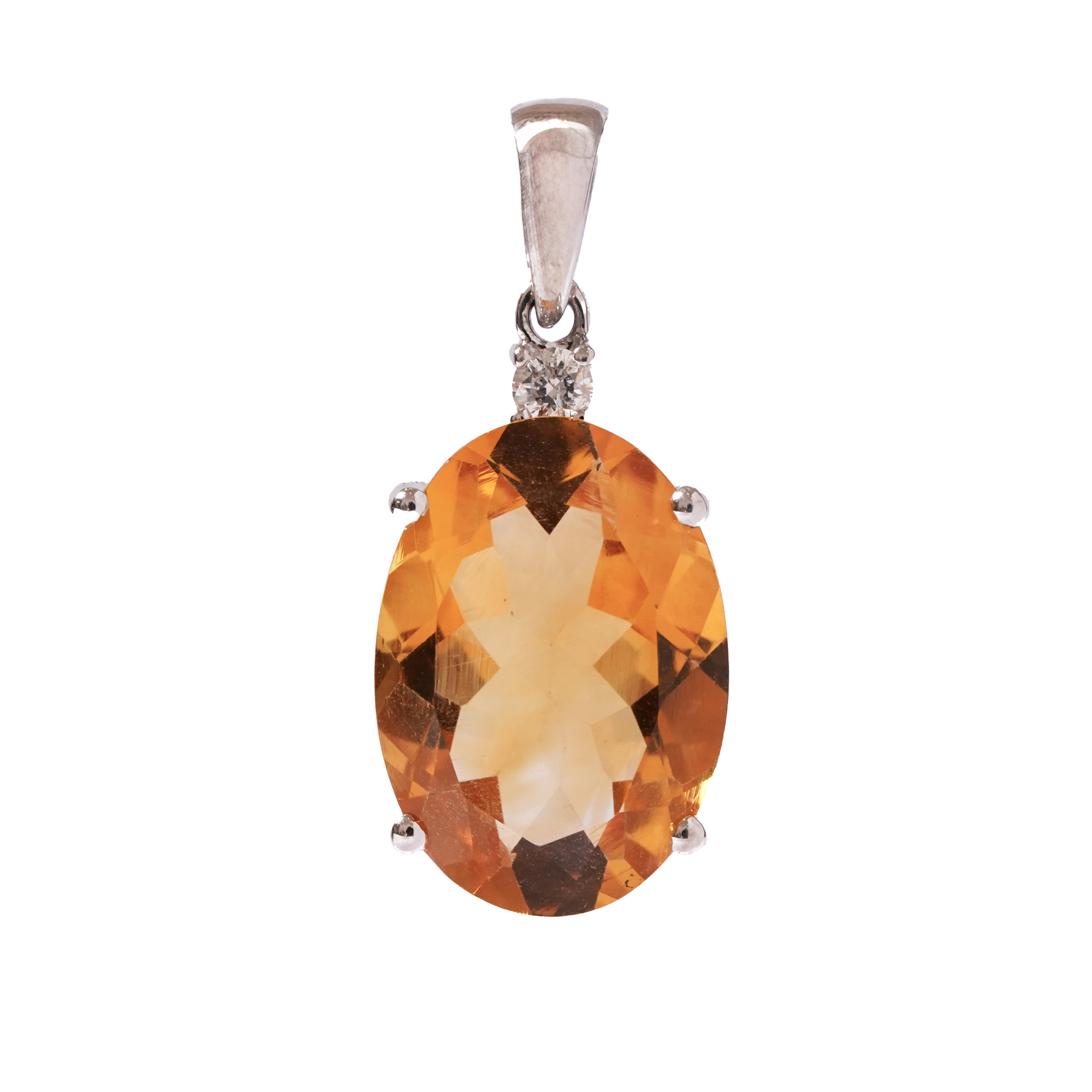 White gold pendant decorated with citrine and diamond
