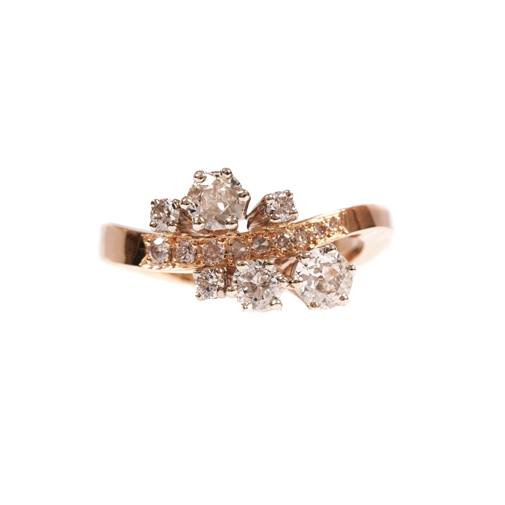 Gold ring decorated with diamonds
